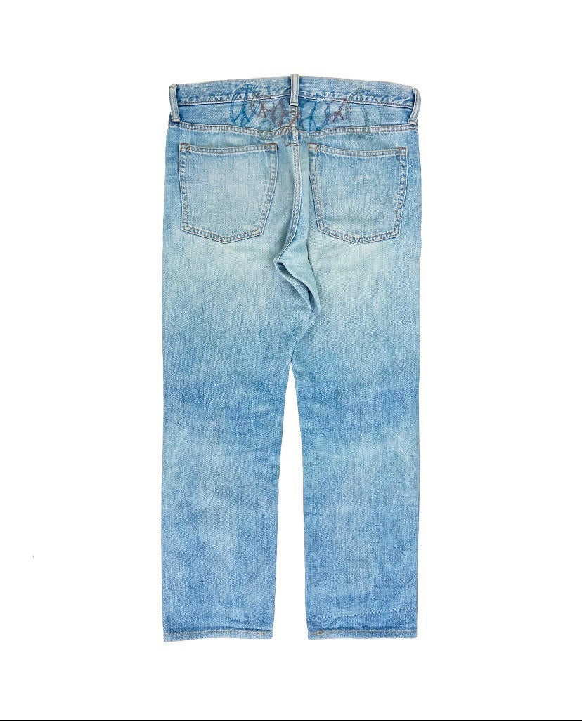 Kapital Embroidered Peace Emblem Stone Wash Denim