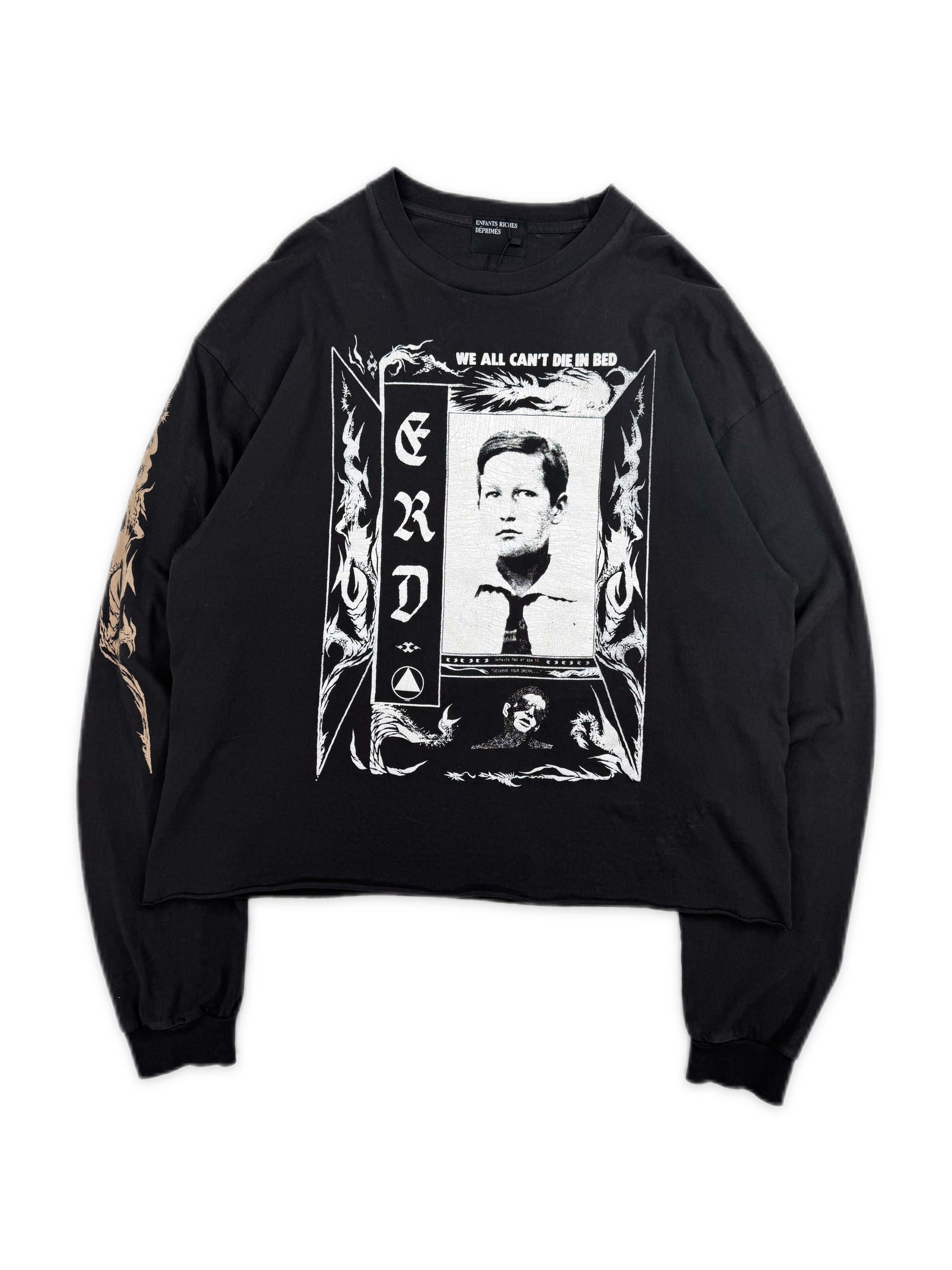 Enfants Riches Deprimes ‘Die In Bed’ Cropped Black Long Sleeve Shirt