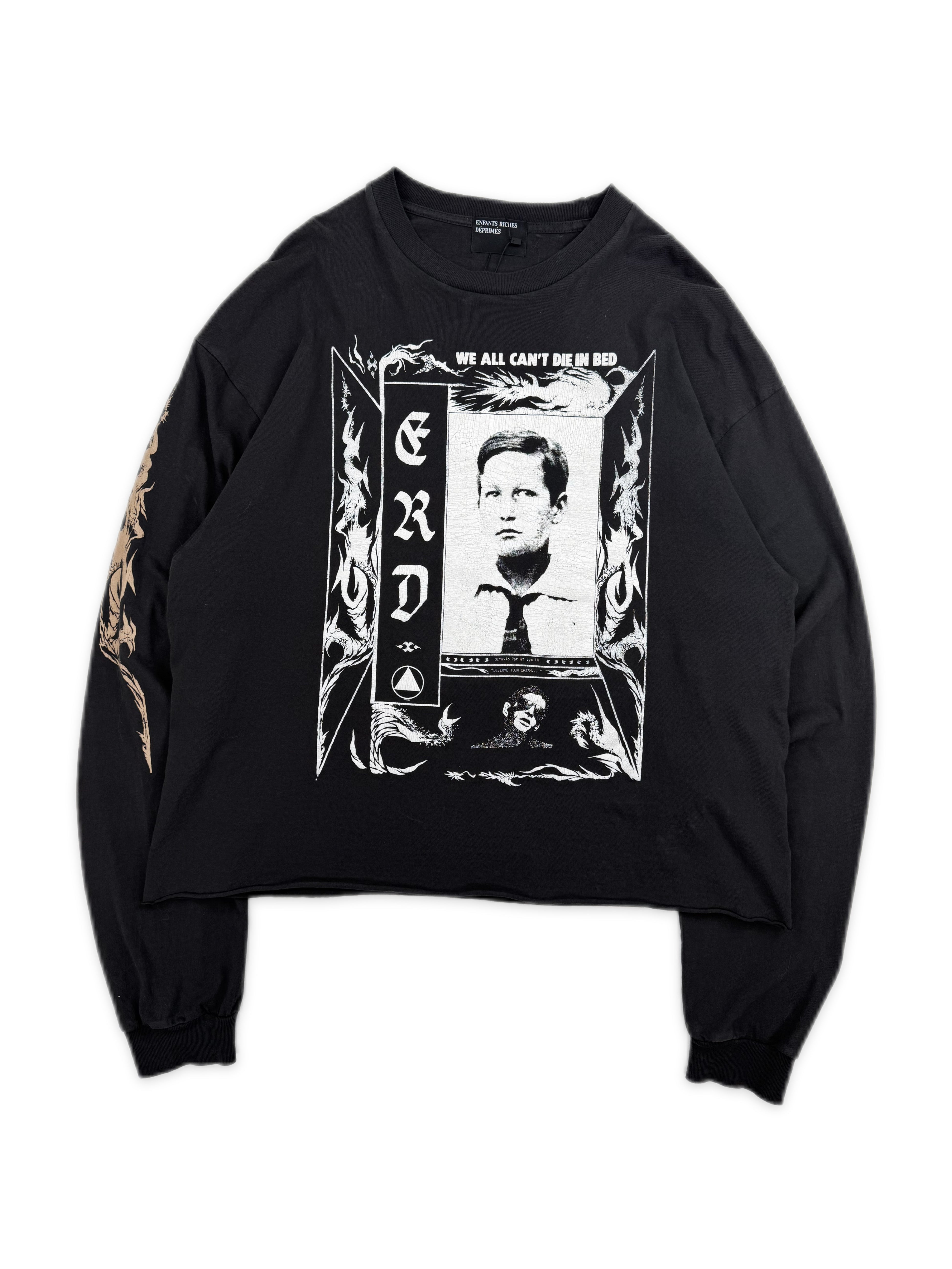 Enfants Riches Deprimes ‘Die In Bed’ Cropped Black Long Sleeve Shirt