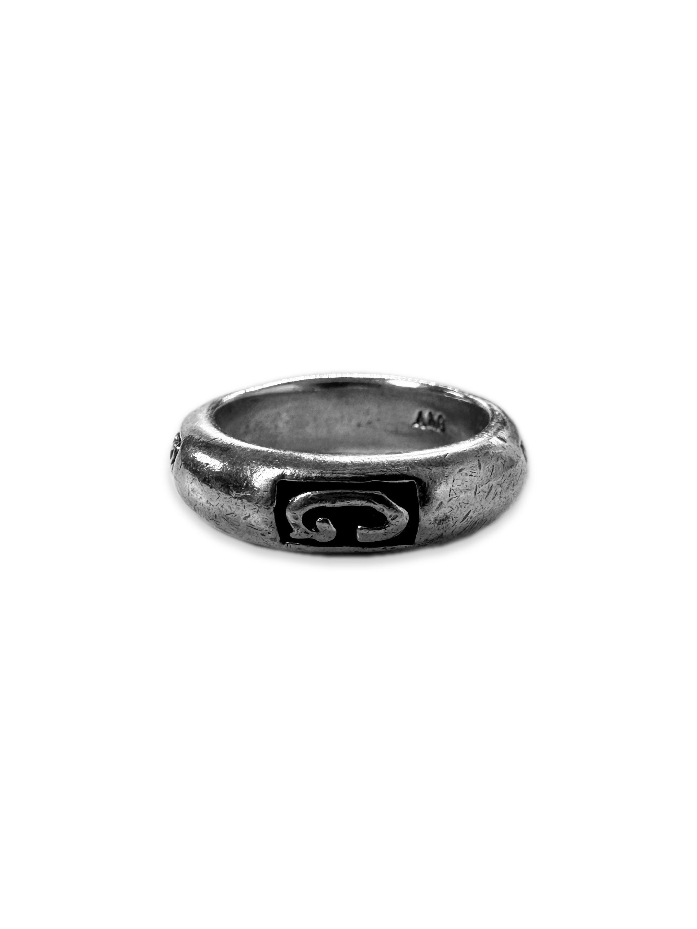 90s A&G Rock ‘n Roll Couture .925 Silver Etched Ring
