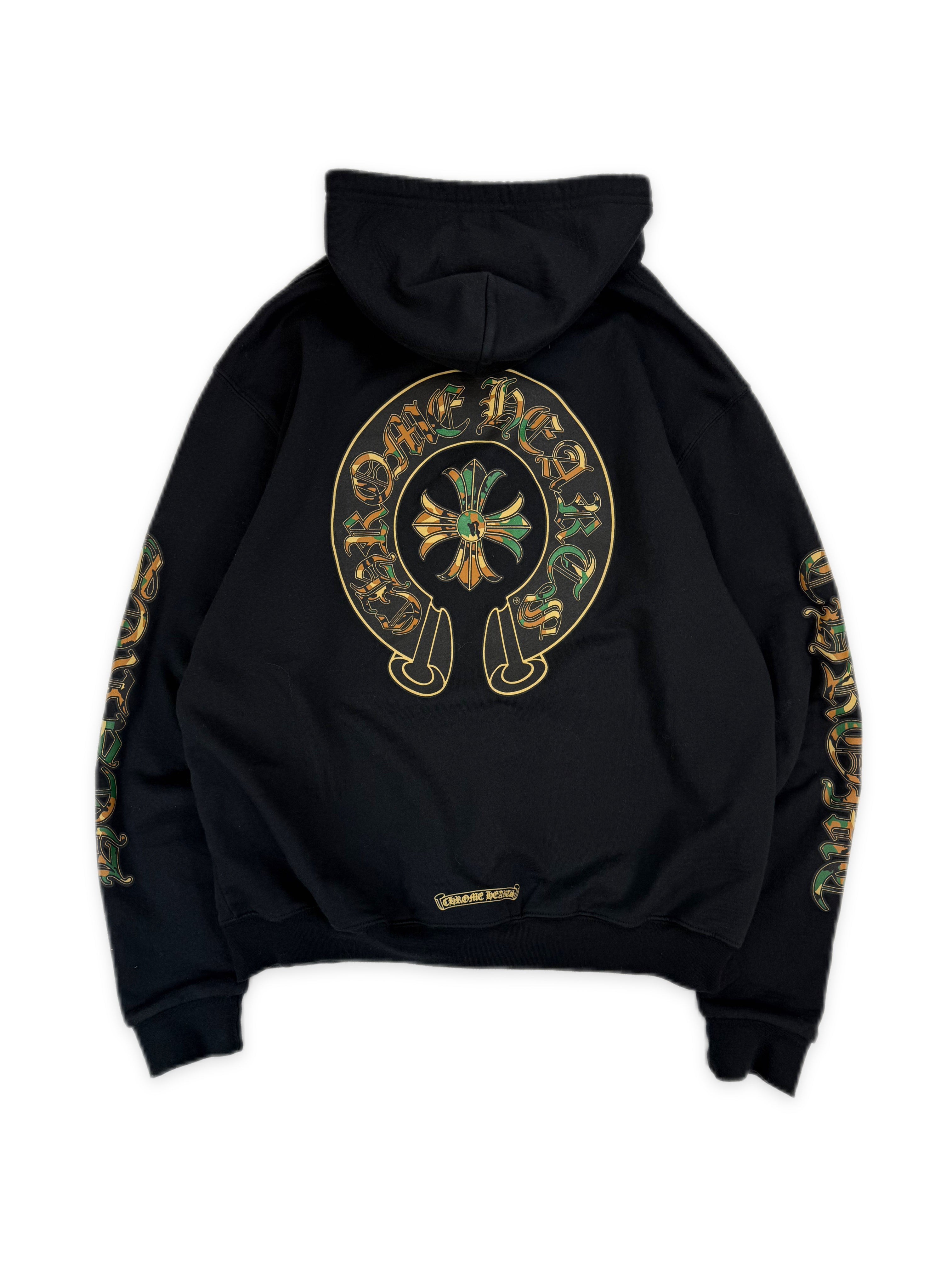 Chrome Hearts Green Camo Horseshoe Thermal Lined Dagger Zip Up Hoodie