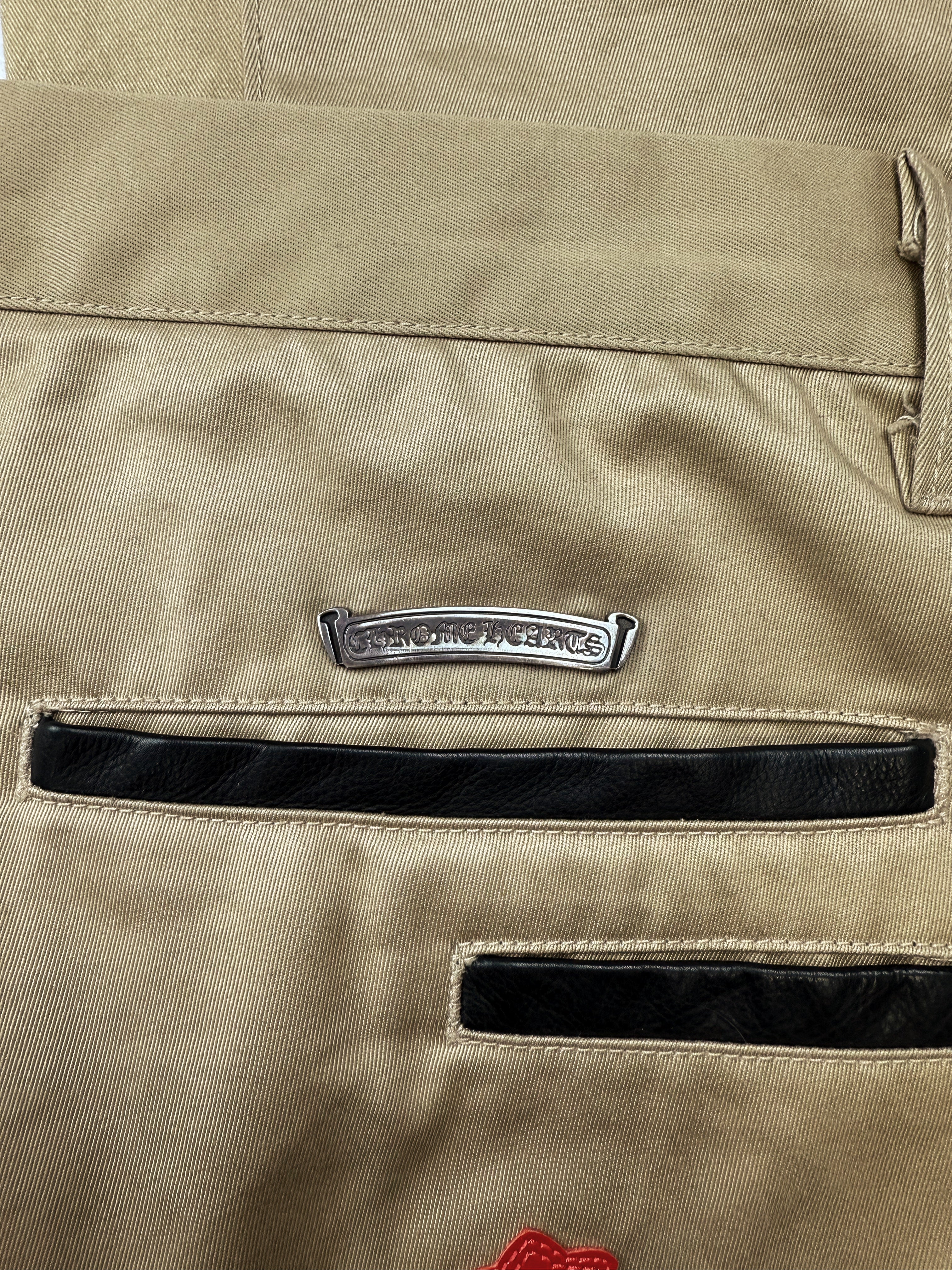 Chrome Hearts 19 Cross Patch Flared Patent Leather Chino Pants