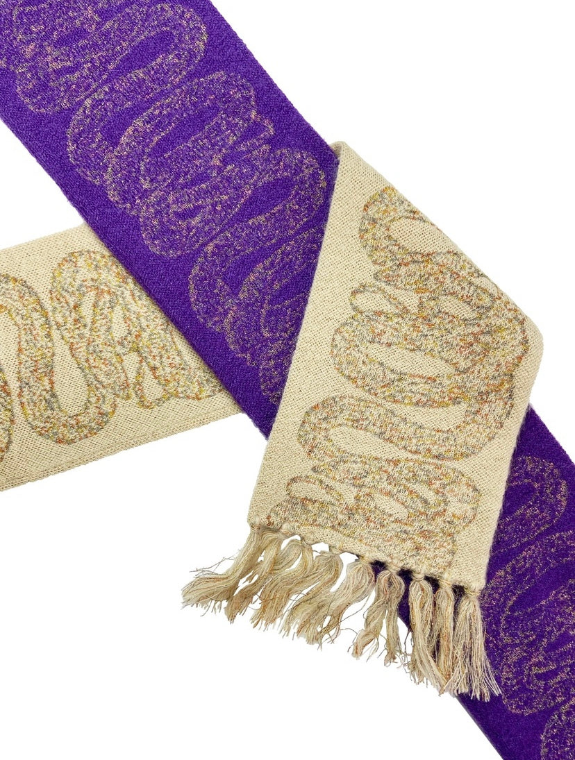 98’ Hysteric Glamour Snake Pattern Iris Purple Knitted Scarf