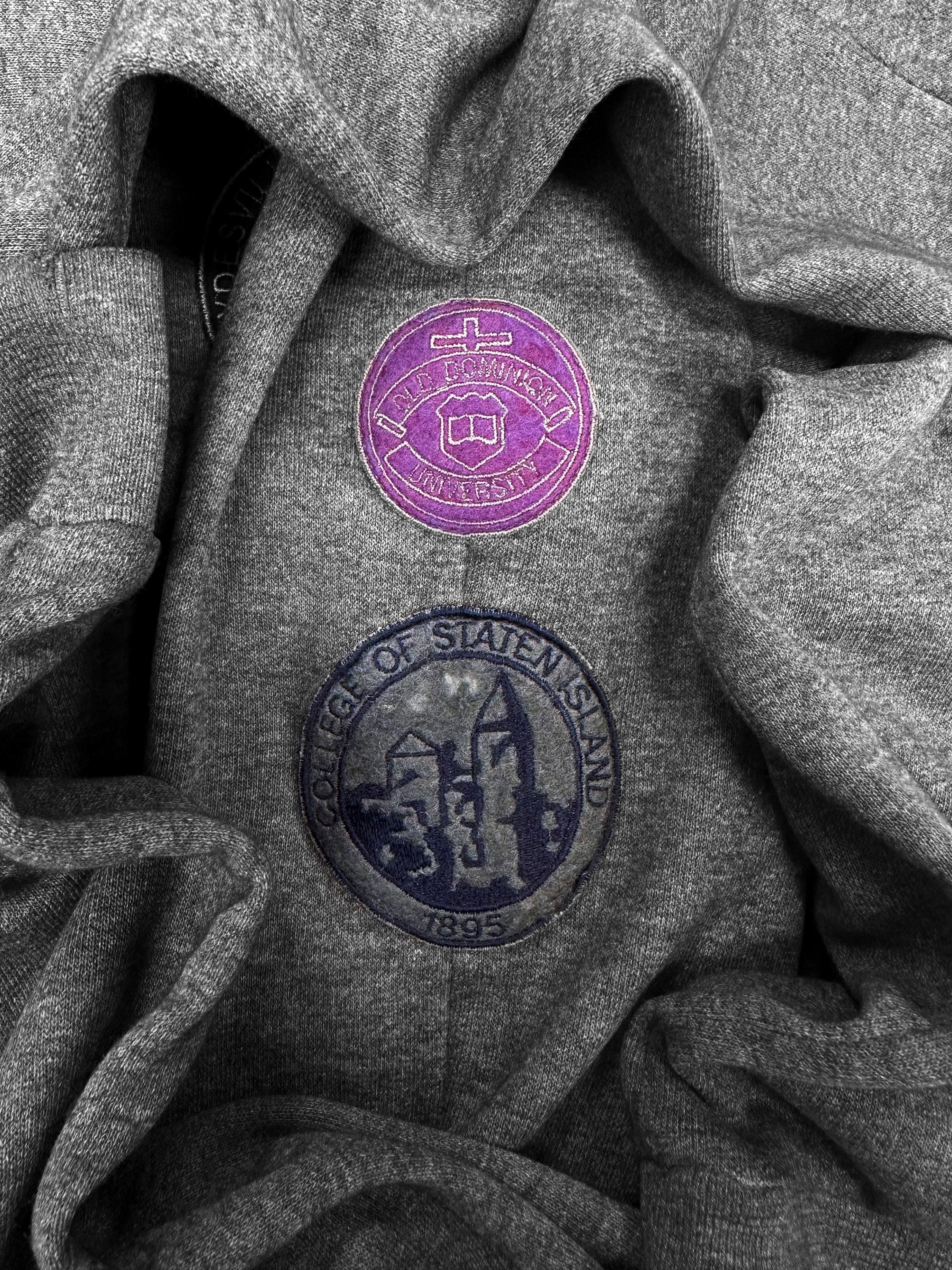AW00 Raf Simons ‘Confusion’ Collegiate Patched Grey Hoodie