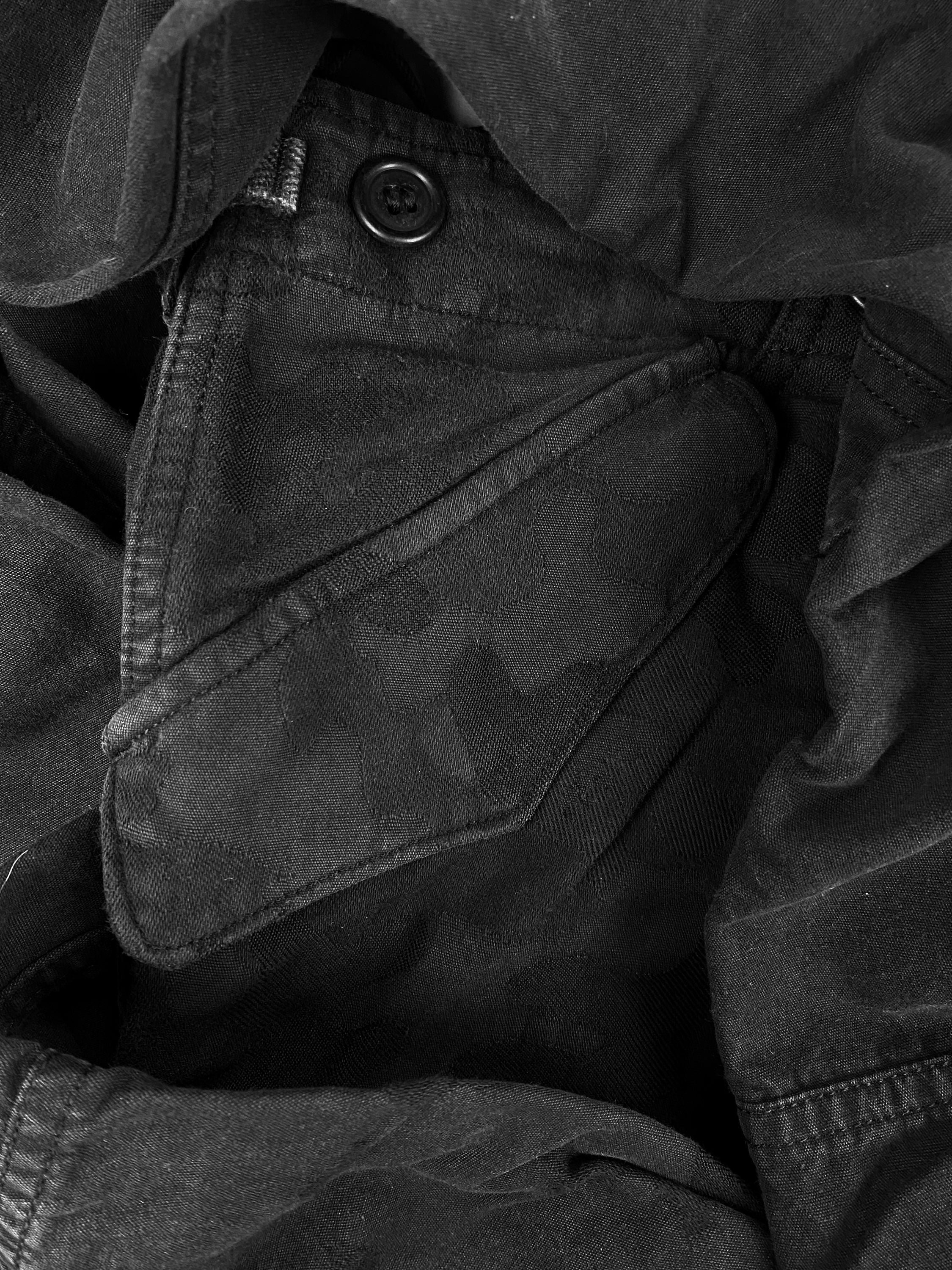 Mihara Yasuhiro Black Camo Rebuild Wide Cut Hybrid Cargo Pants