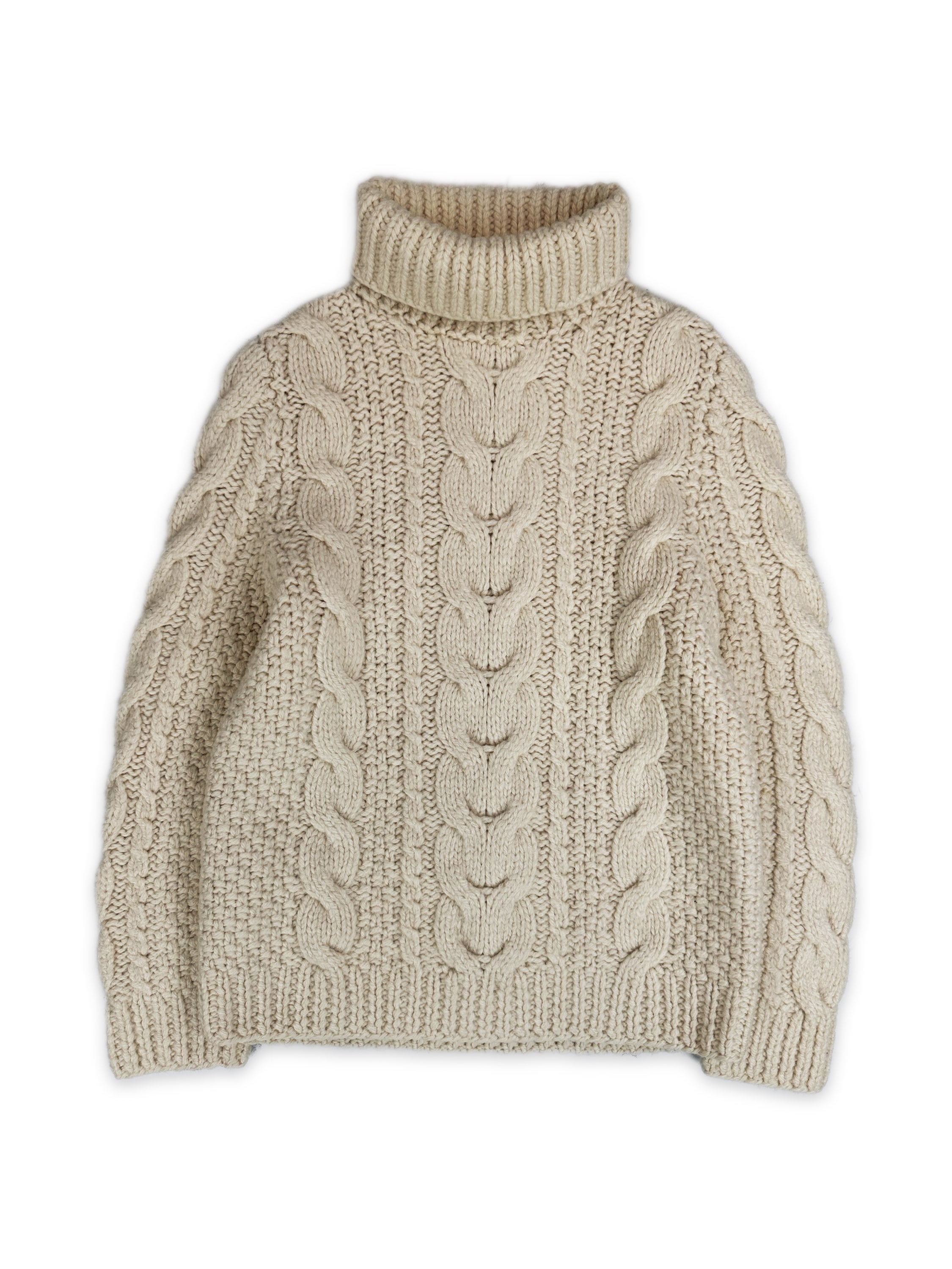 AW12 Maison Margiela ‘Cable’ Knit Beige Turtleneck Sweater