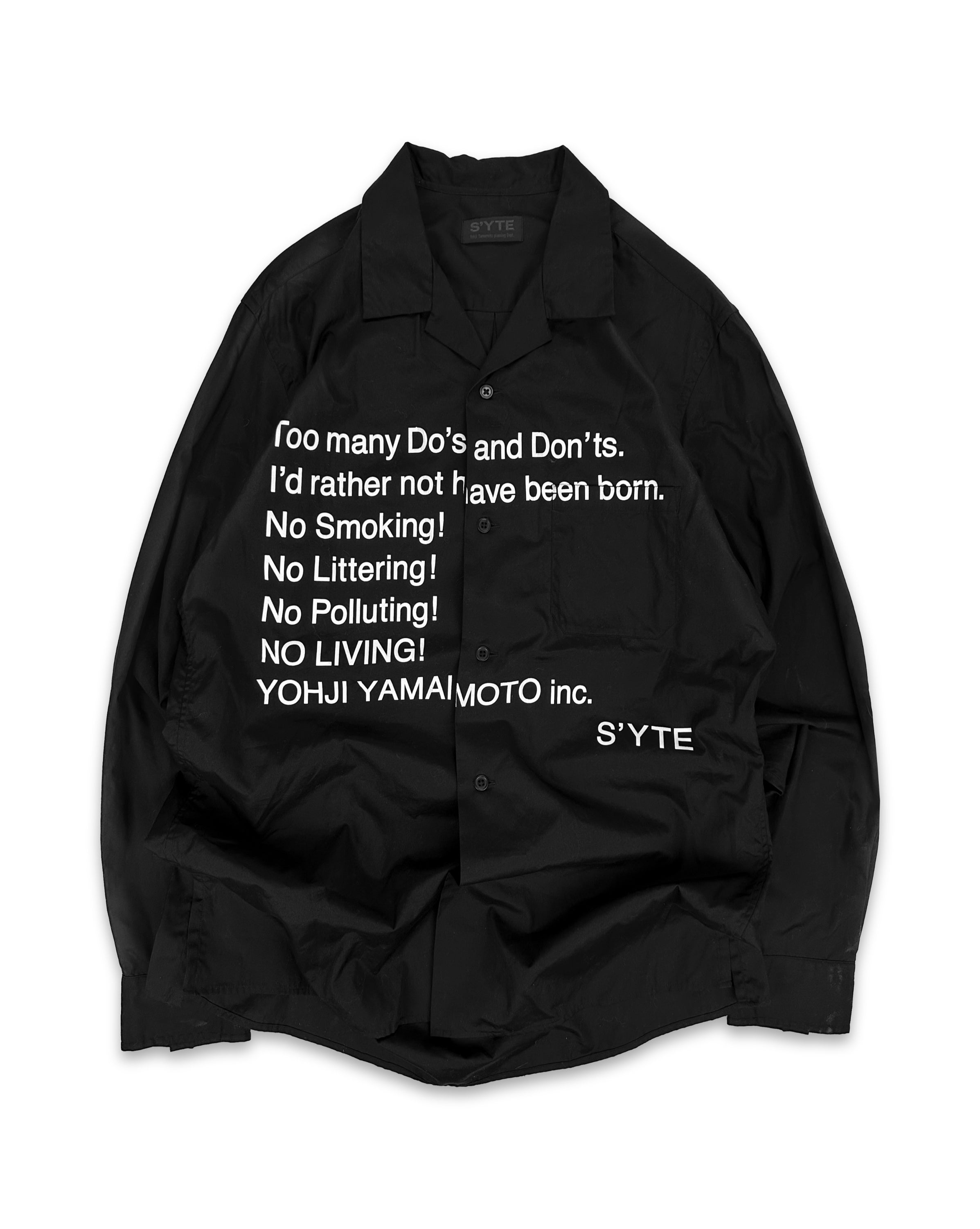 00s Yohji Yamamoto S’YTE ‘Do’s and Don’t’ Poem Long Sleeve