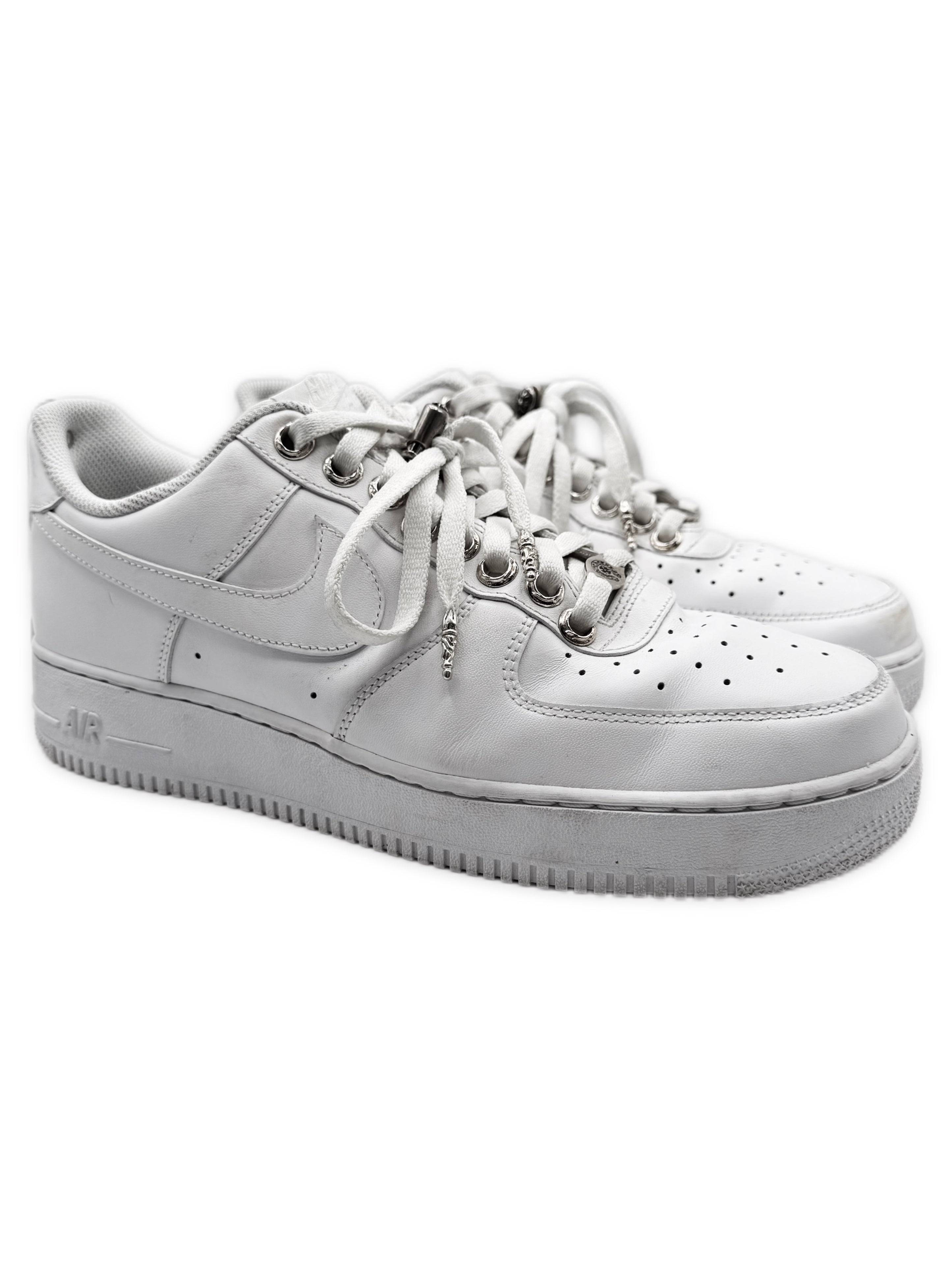 Chrome Hearts Air Force 1 Dagger Lace Locks White Leather Sneakers