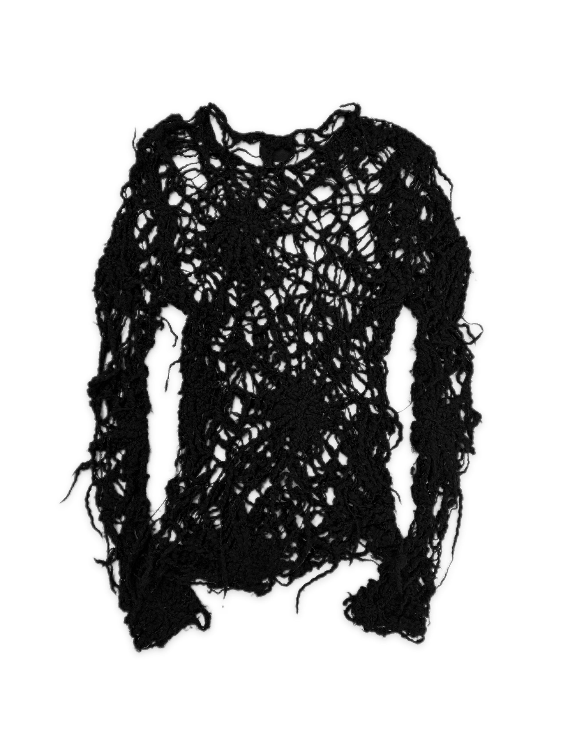 SS05 Number (N)ine ‘Nightcrawler’ Spiderweb Black Wool Knit Sweater