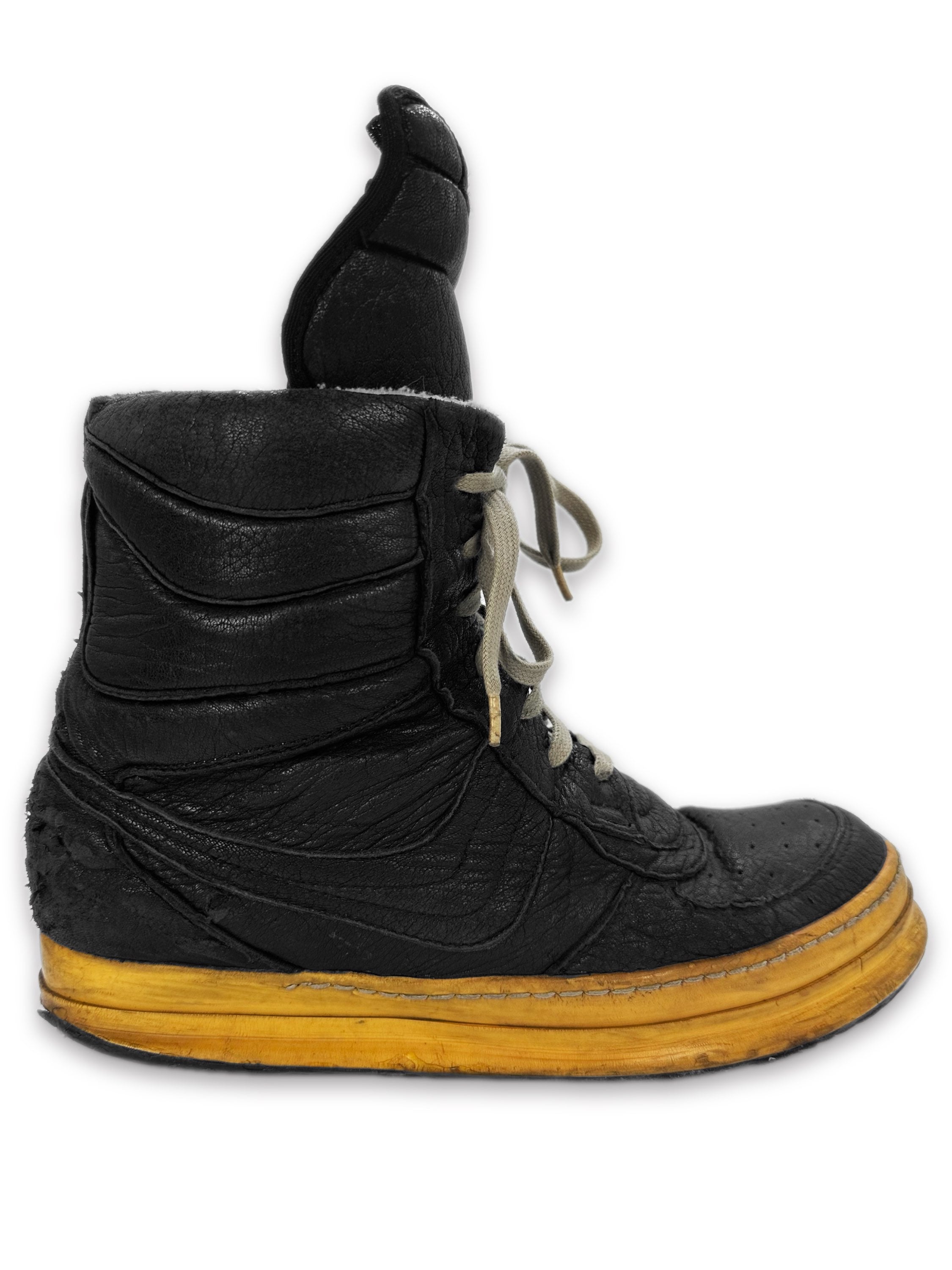 AW06 Rick Owens ‘Dustulator’ Black Pigskin Leather Hi-top Dunks
