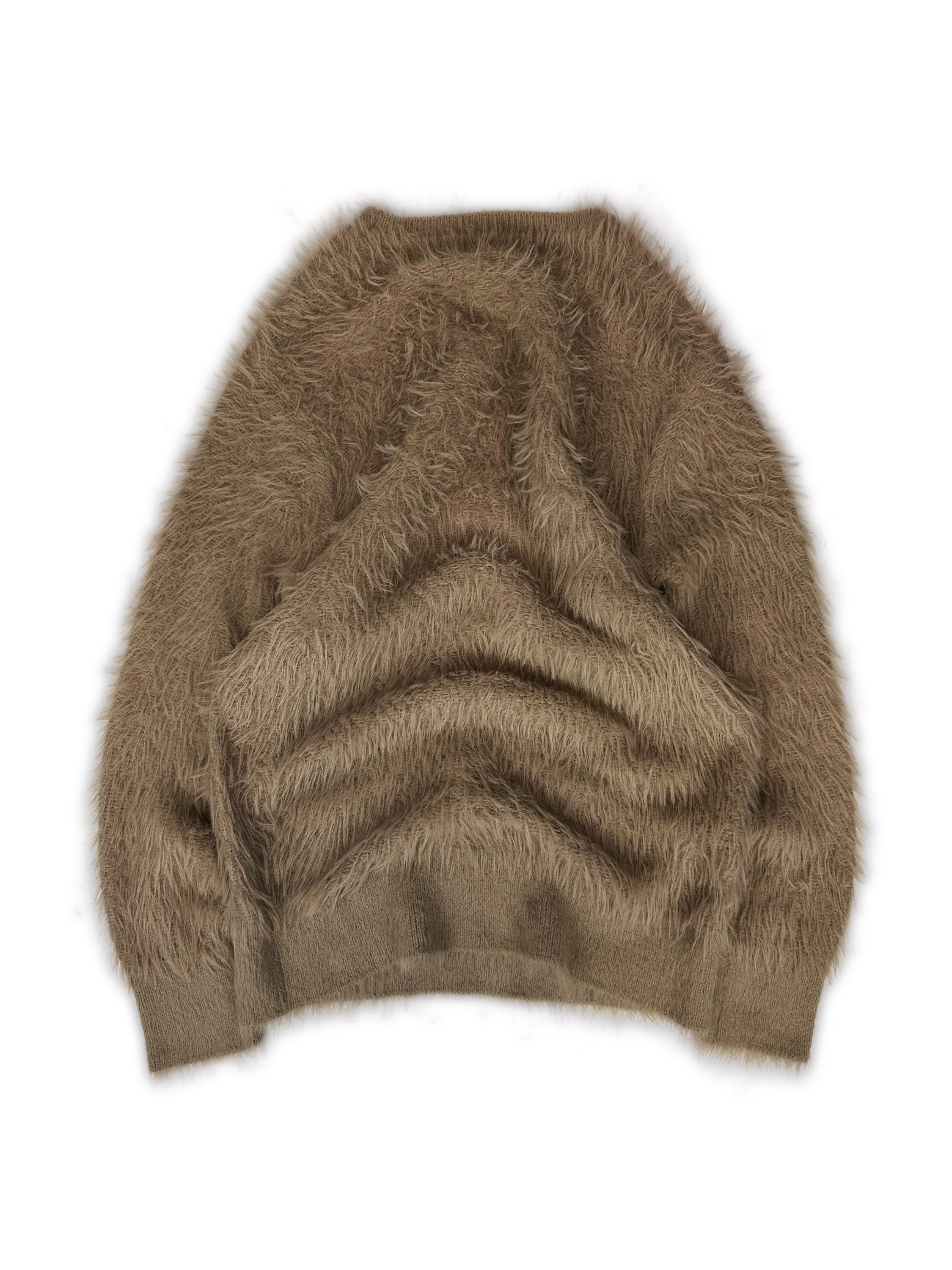Number (N)ine Beige Faux Mohair Shag Knitted Sweater