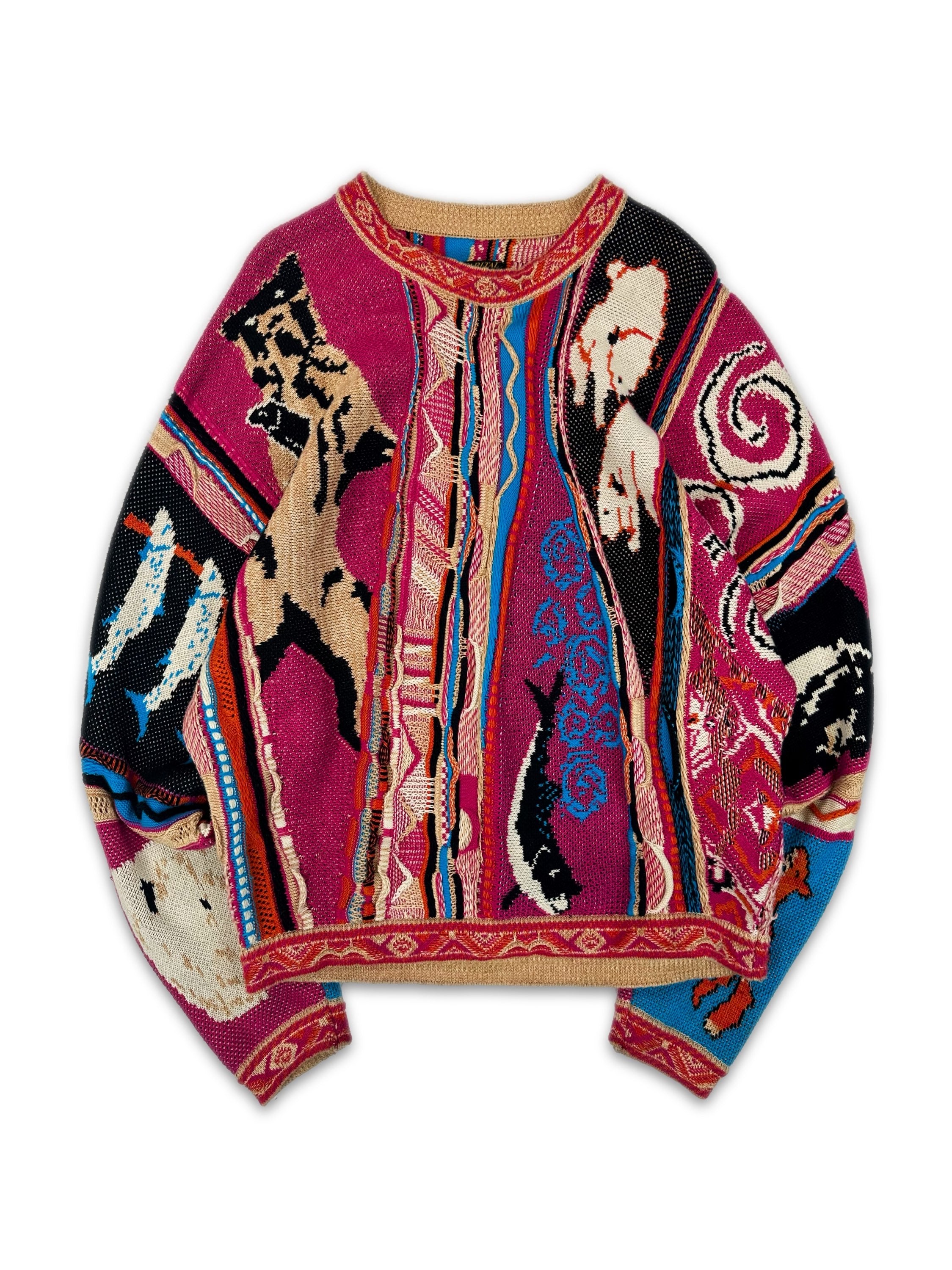 AW22 Kapital ‘Virgin Maria’ Rasta Ainu Gaudy 7G Knitted Sweater