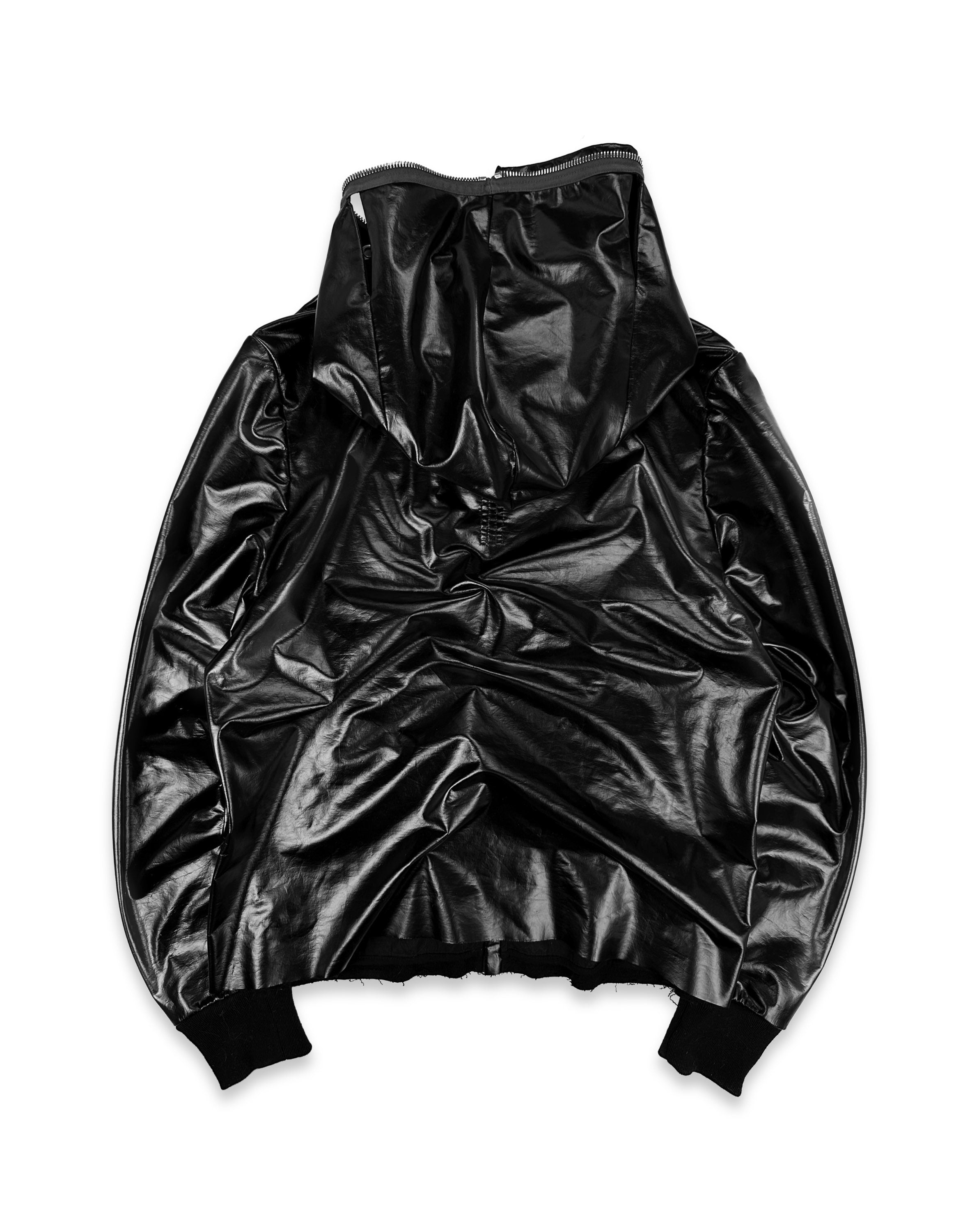 AW22 Rick Owens ‘Gimp’ Mask Black Leather Full-zip Jacket