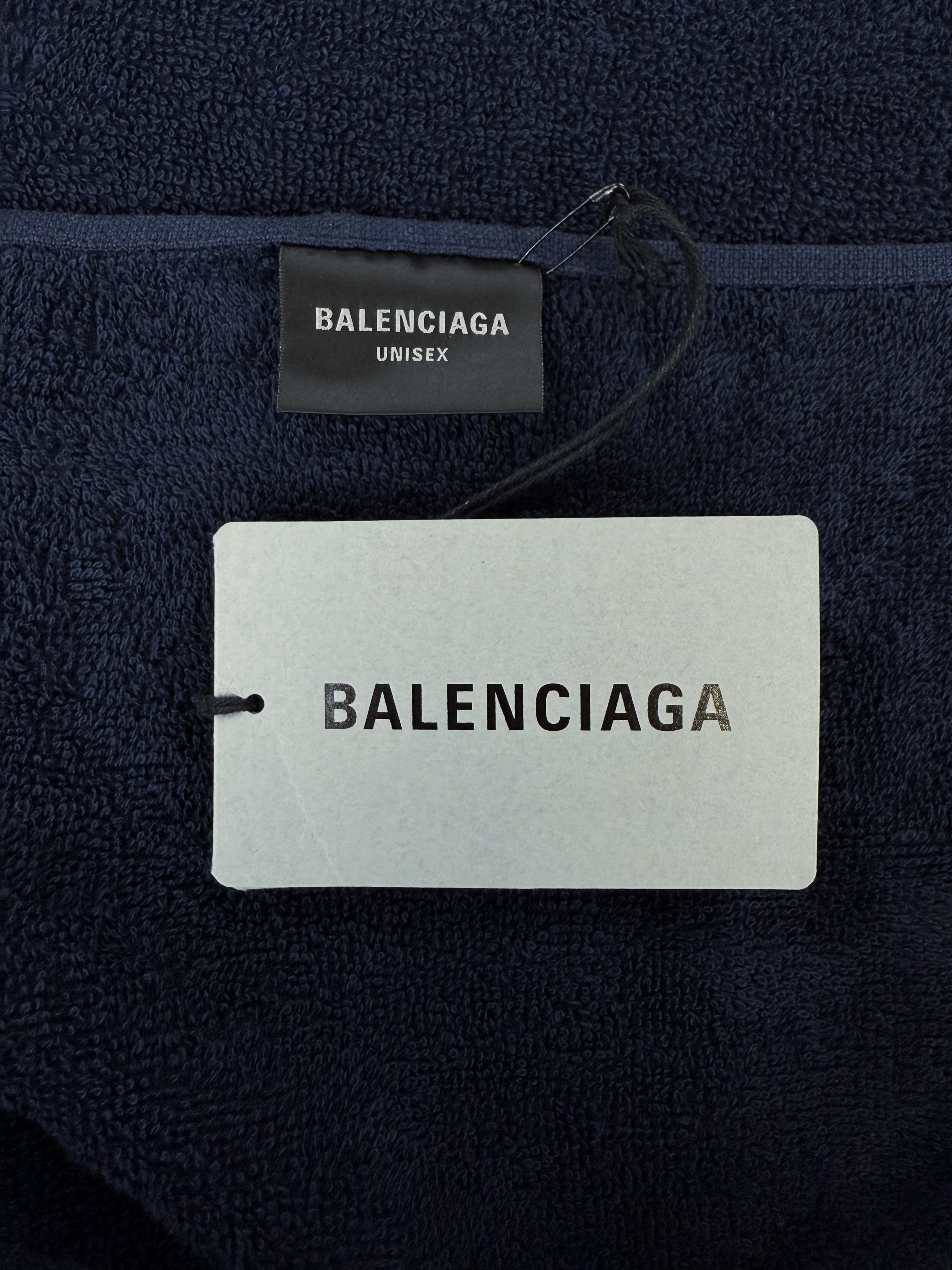 SS24 Balenciaga ‘Towel’ Navy Blue Embroidered Logo Skirt
