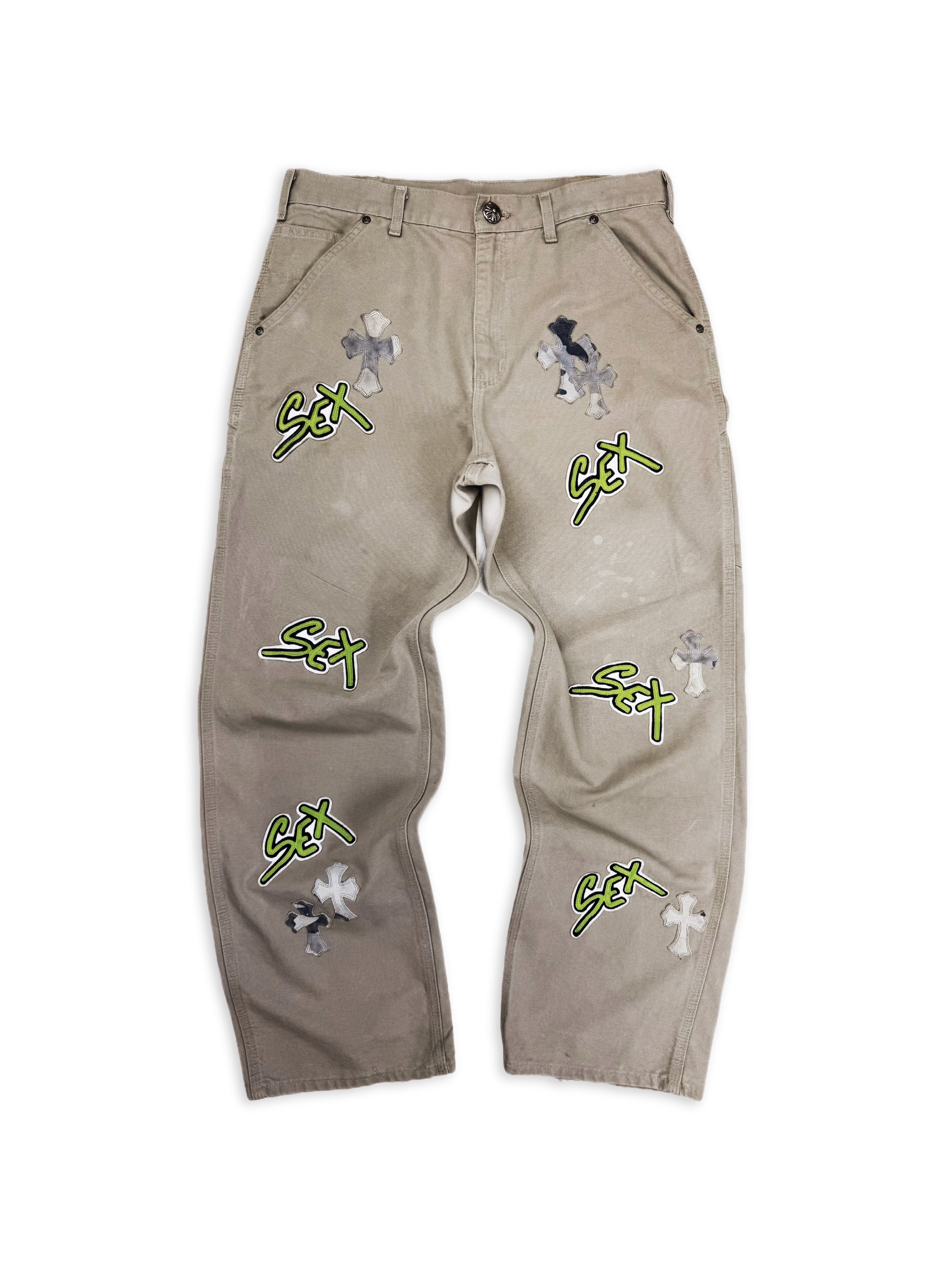 Chrome Hearts x Matty Boy Sex Records Snow Camo Cross Patch Carpenter Jeans