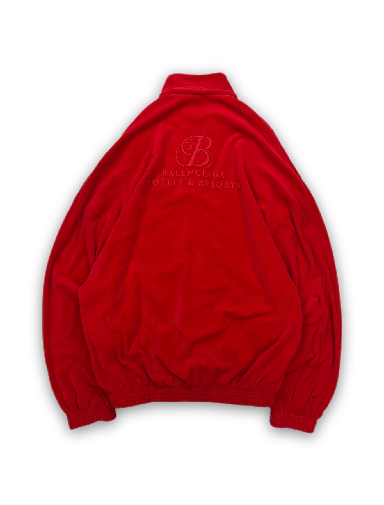 Balenciaga Housewear ‘Hotels & Resorts’ Red Velour Track Jacket