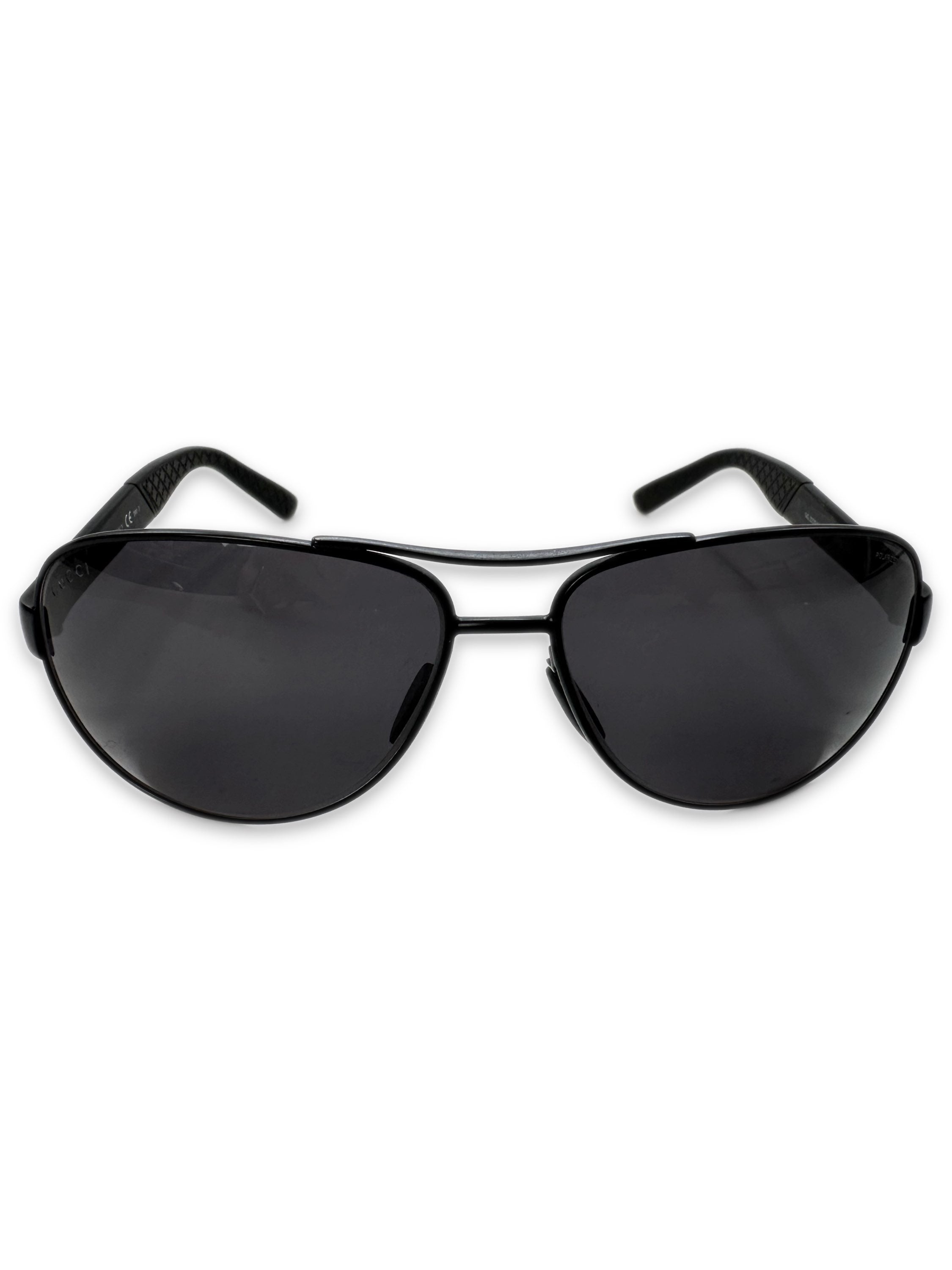 00s Gucci Triple Stripe Etched Aviator Sunglasses