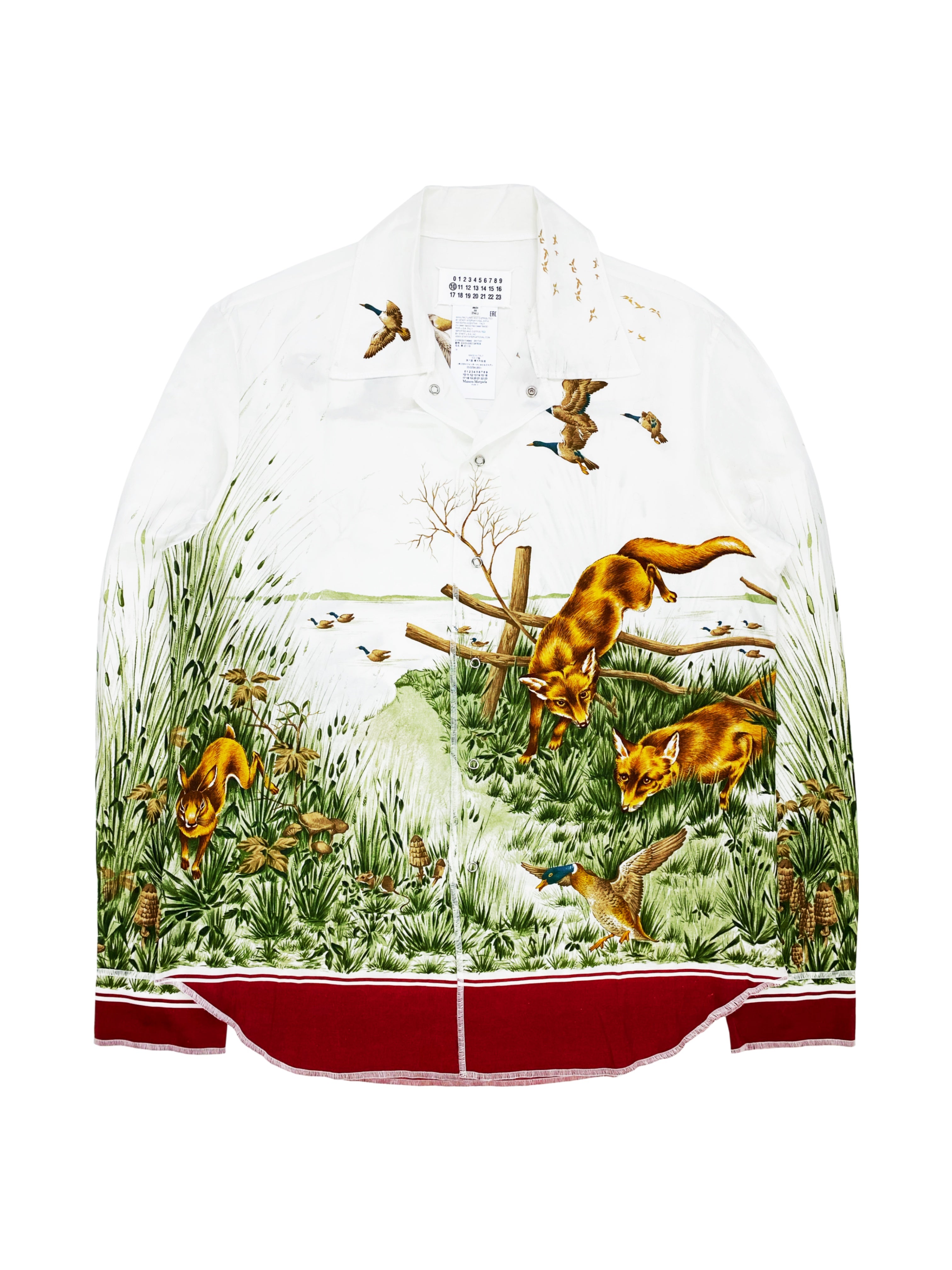 SS17 Margiela Silk Fox Graphic Collared Button Up Longsleeve