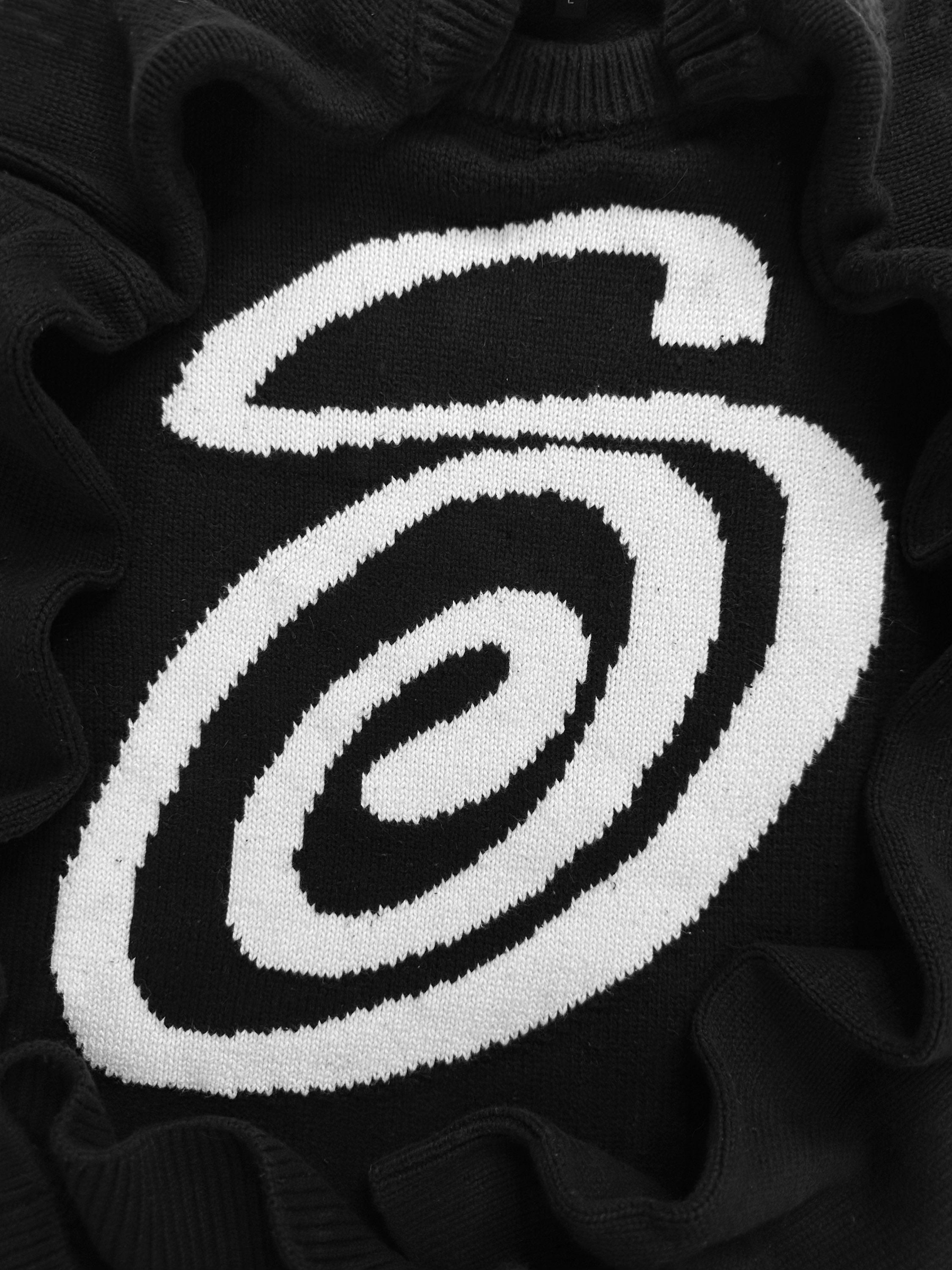 AW22 Stüssy Curly ‘S’ Logo Black Heavy Weight Knitted Sweater