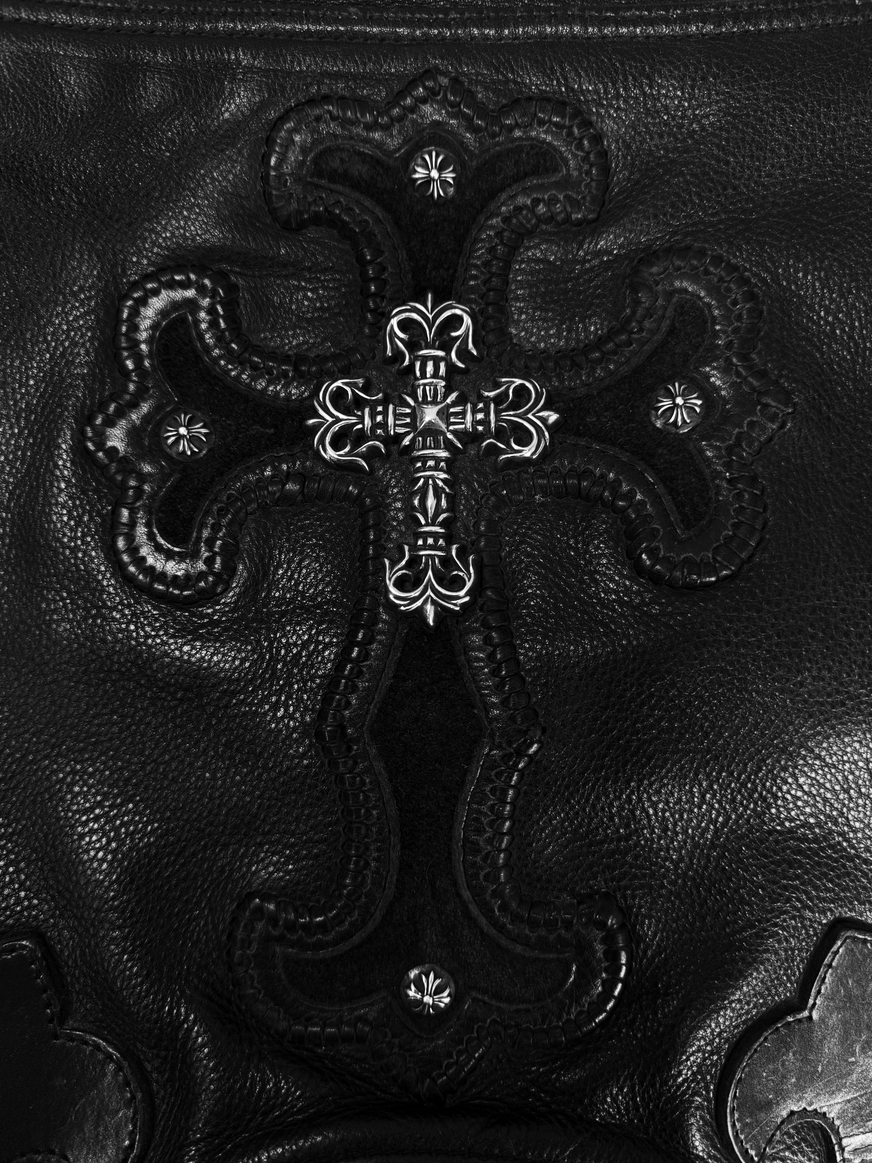 Chrome Hearts Filigree Cross Patch Gunslinger Leather Backpack