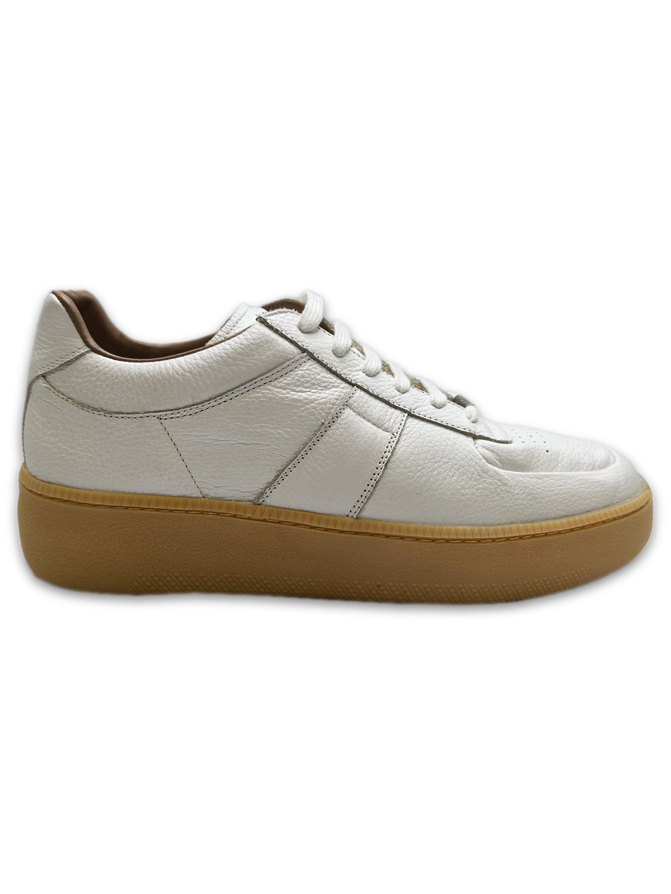 Maison Margiela ‘MM1’ White Leather Low-top Gum Sole Sneakers