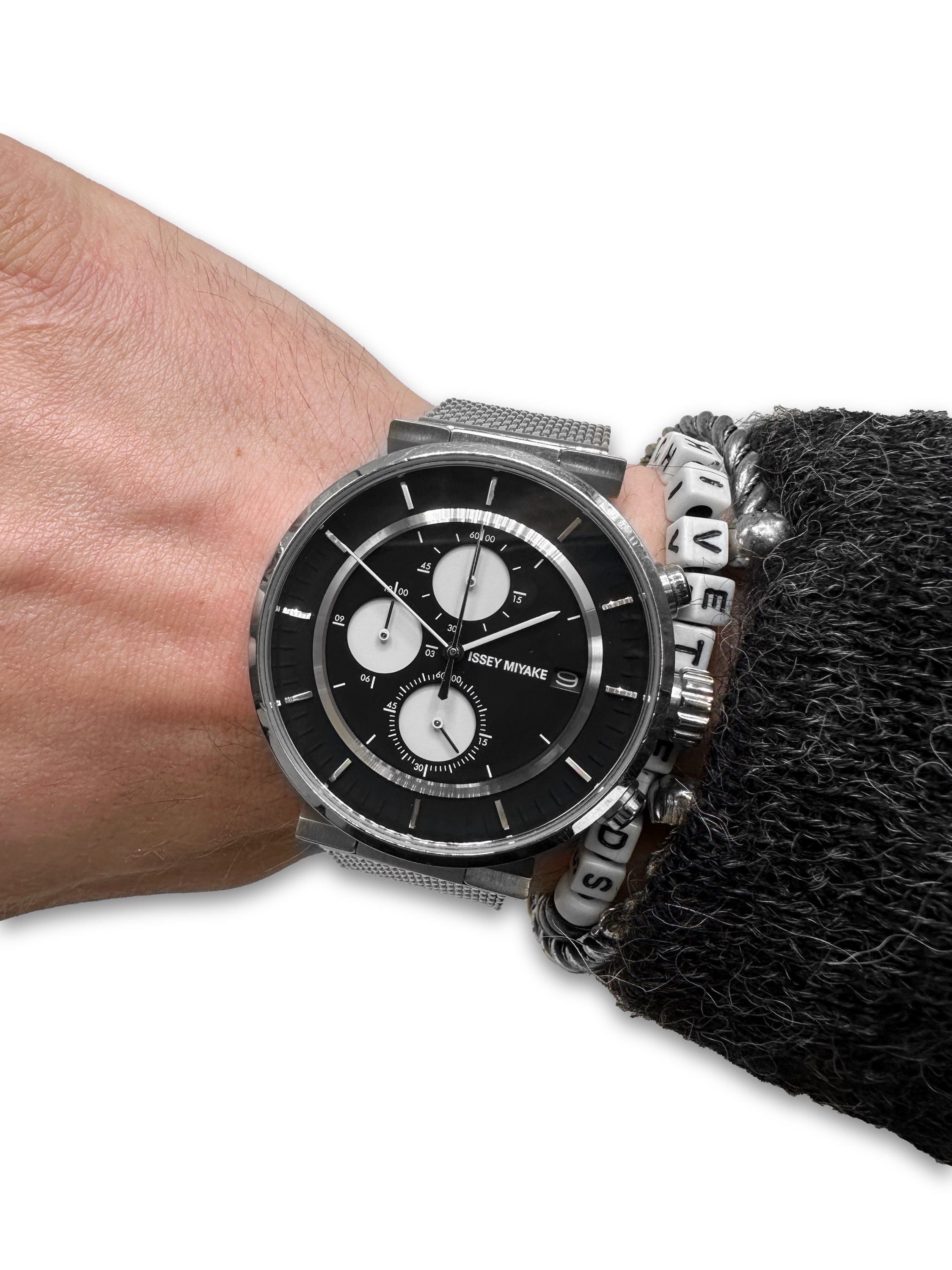 00s Issey Miyake by Satoshi Wada Triple Chronograph Silver Watch
