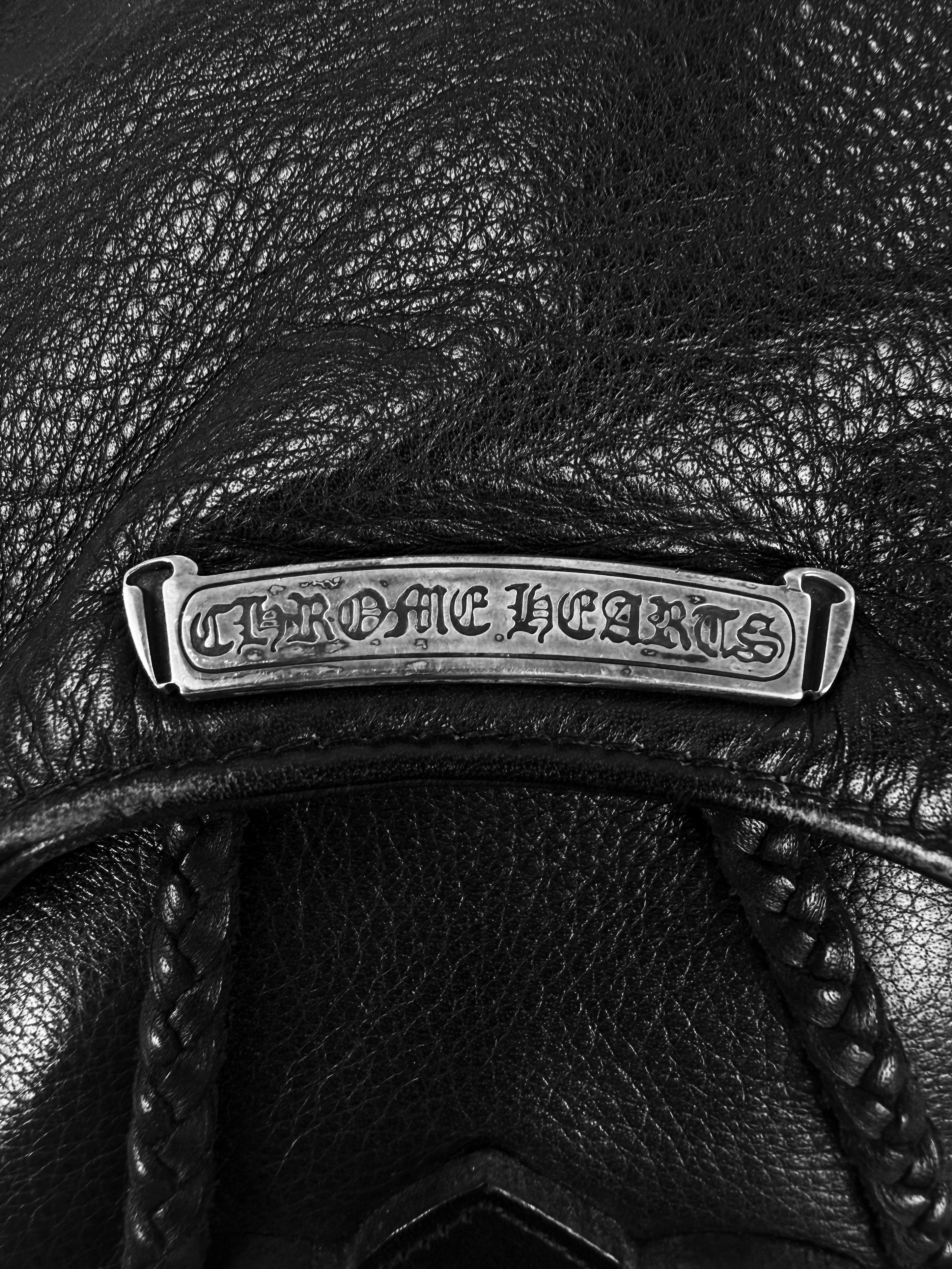 Chrome Hearts Triple Gunslinger Fleur Black Leather Braided Backpack