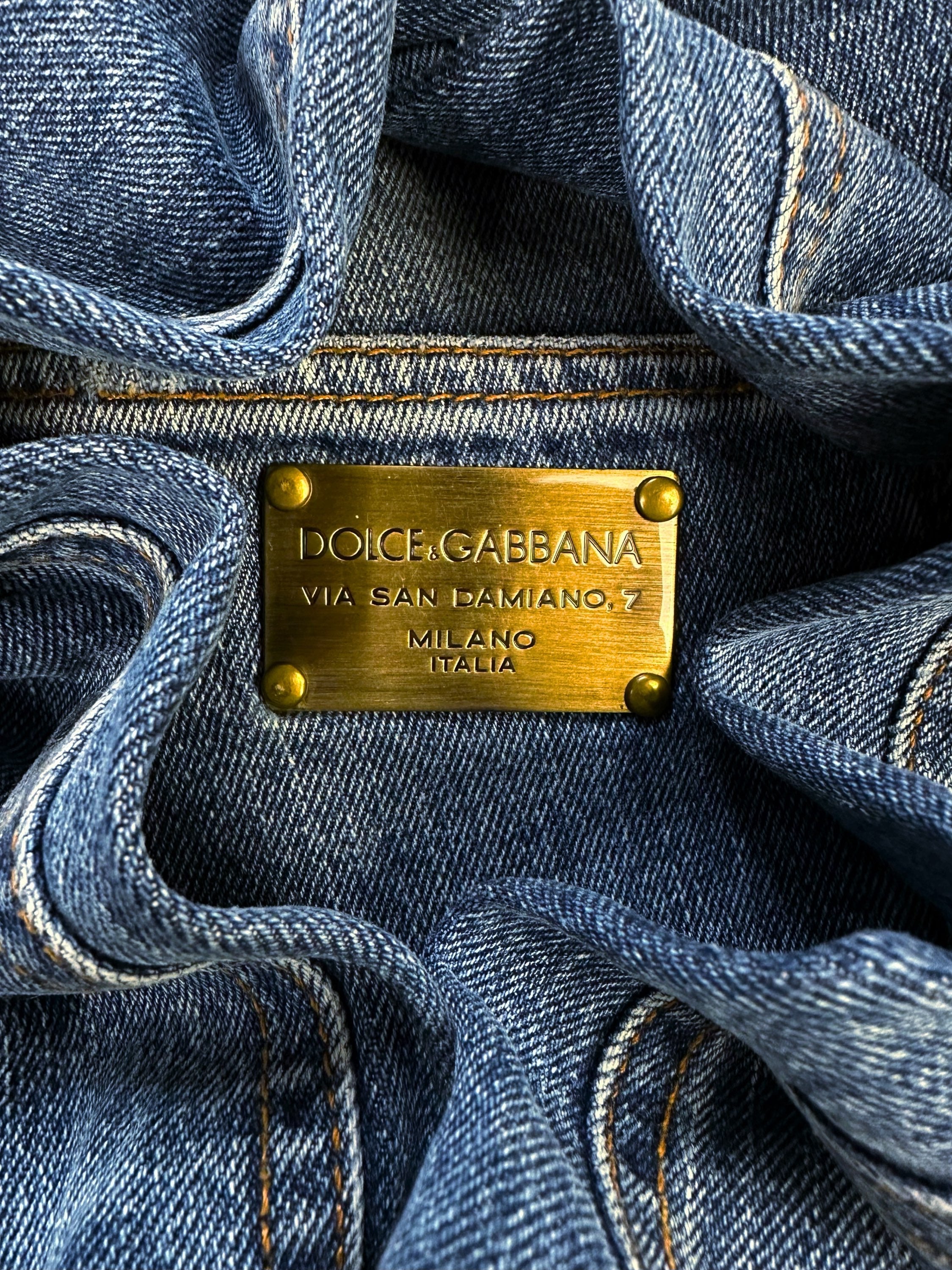 00s Dolce &amp; Gabbana Blue Wash Distressed Denim