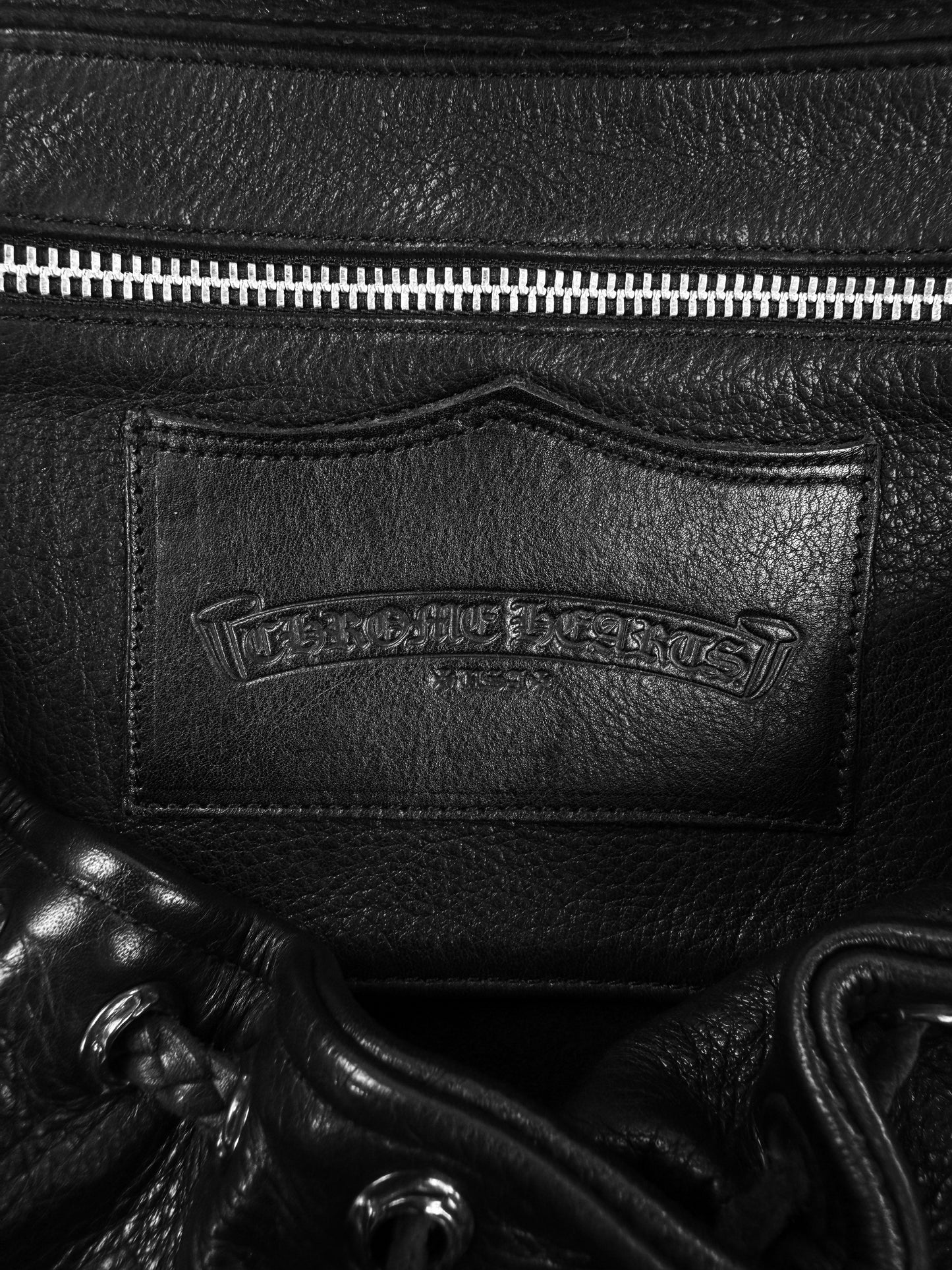 Chrome Hearts Triple Gunslinger Fleur Black Leather Braided Backpack