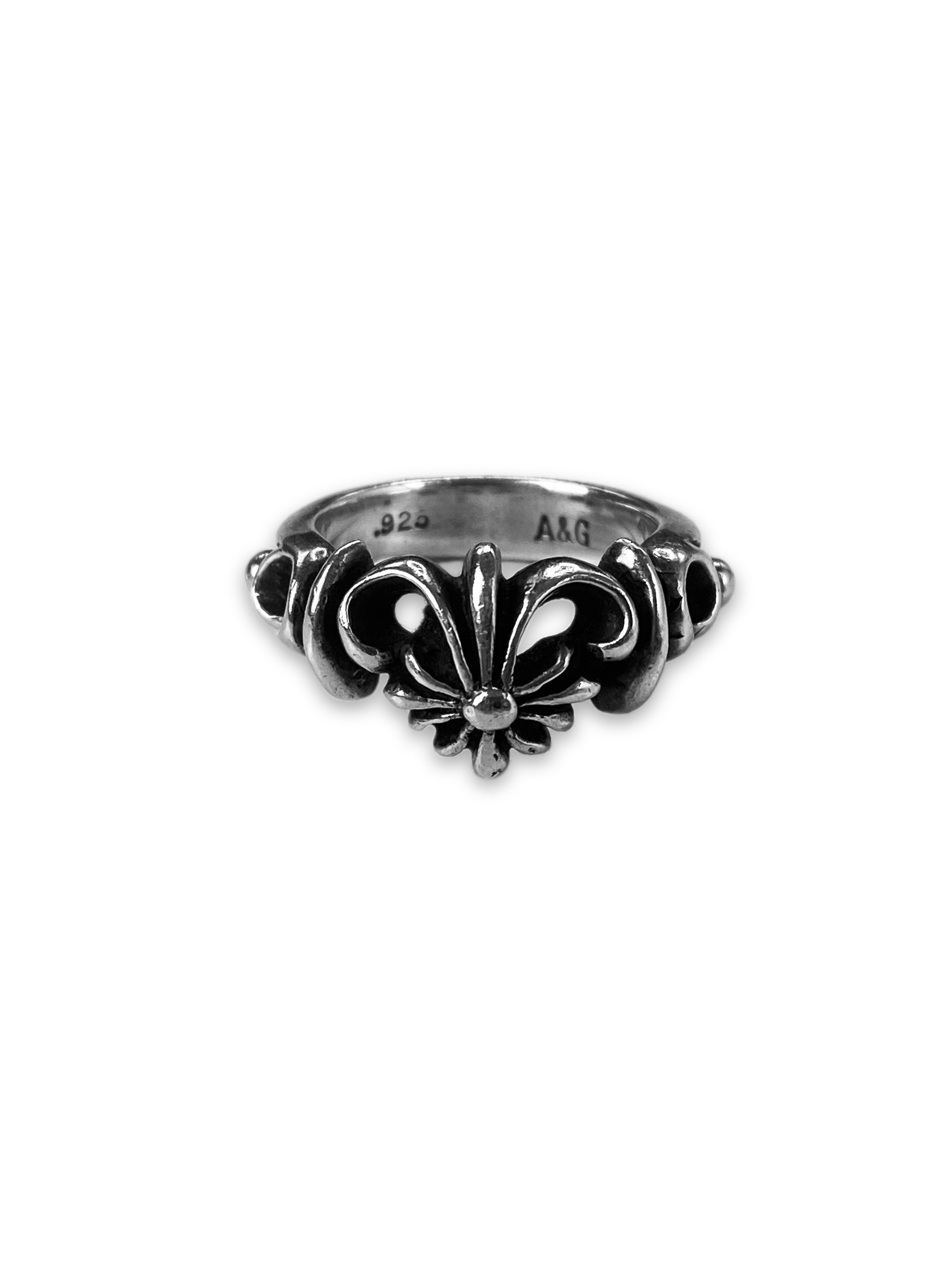 90s A&amp;G Rock ‘n Roll Couture .925 Silver Horn Ring