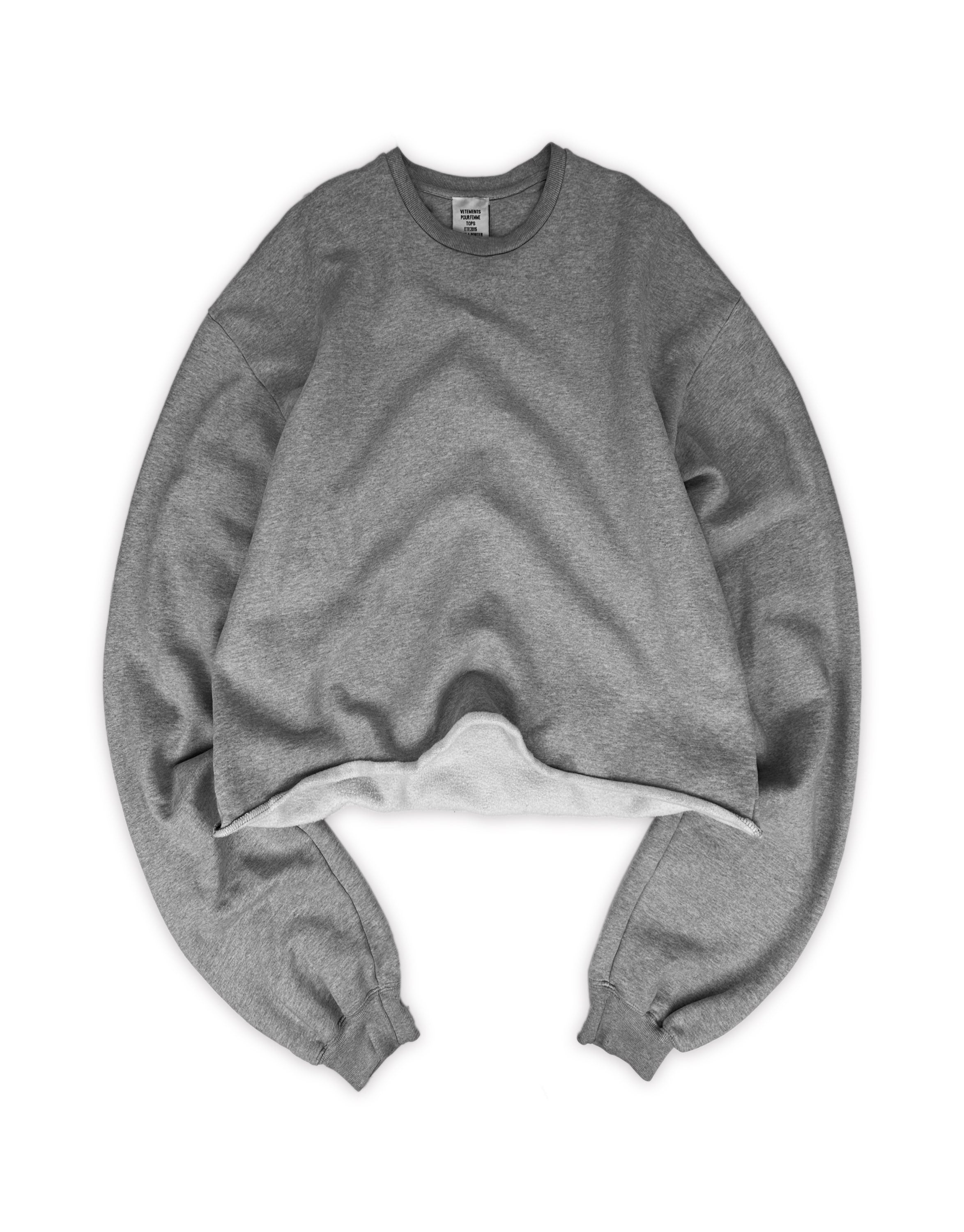SS15 Vêtements ‘Jumbo Sleeve’ Cropped Heather Grey Crewnec