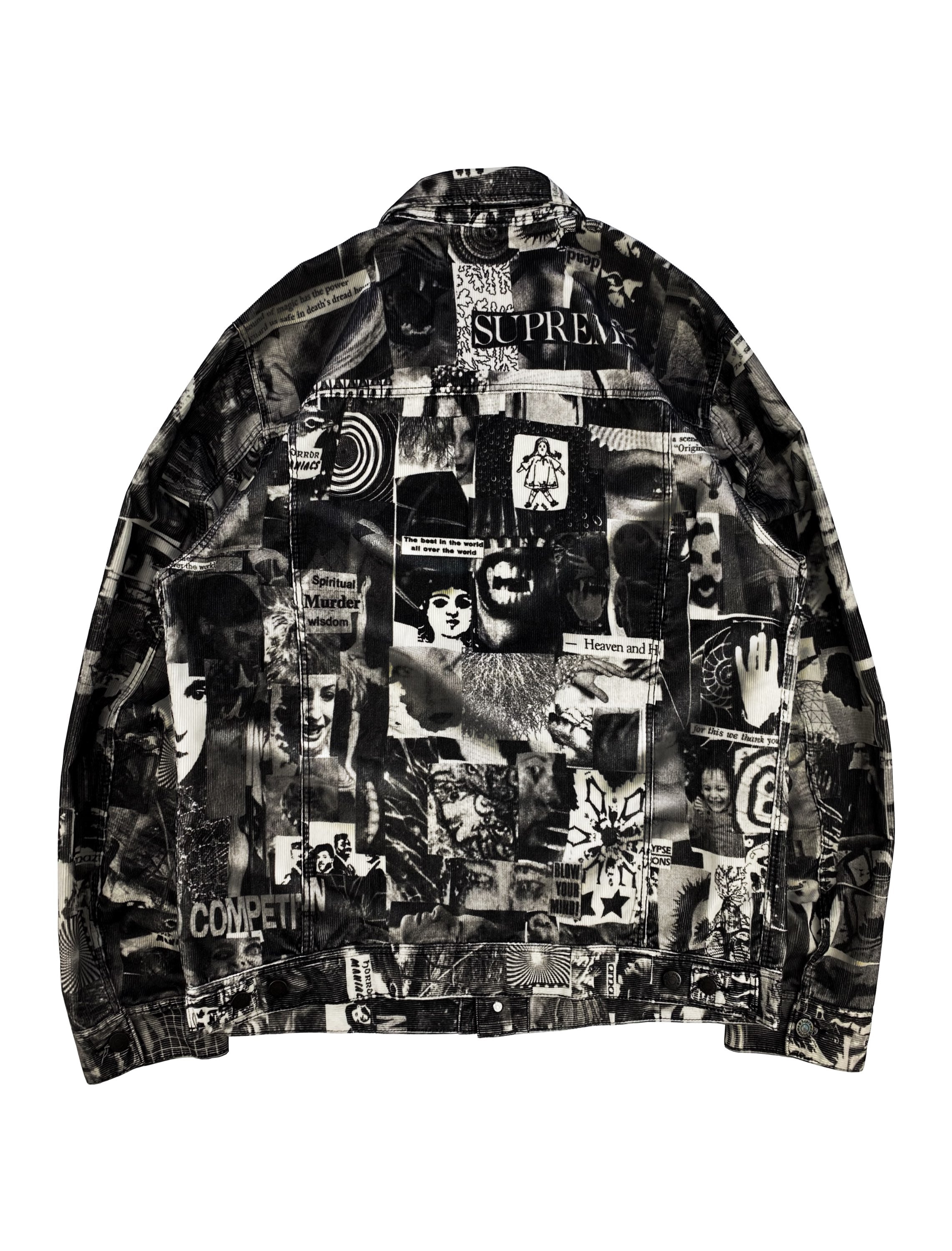 SS18 Supreme ‘Vibrations’ Collage Print Corduroy Trucker Jacket