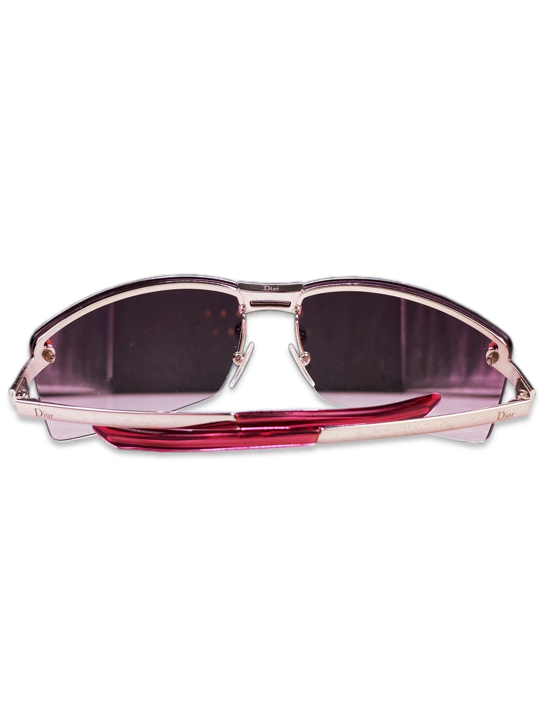 Dior Rose Tint Metallic Star Motif Etched Logo Sunglasses