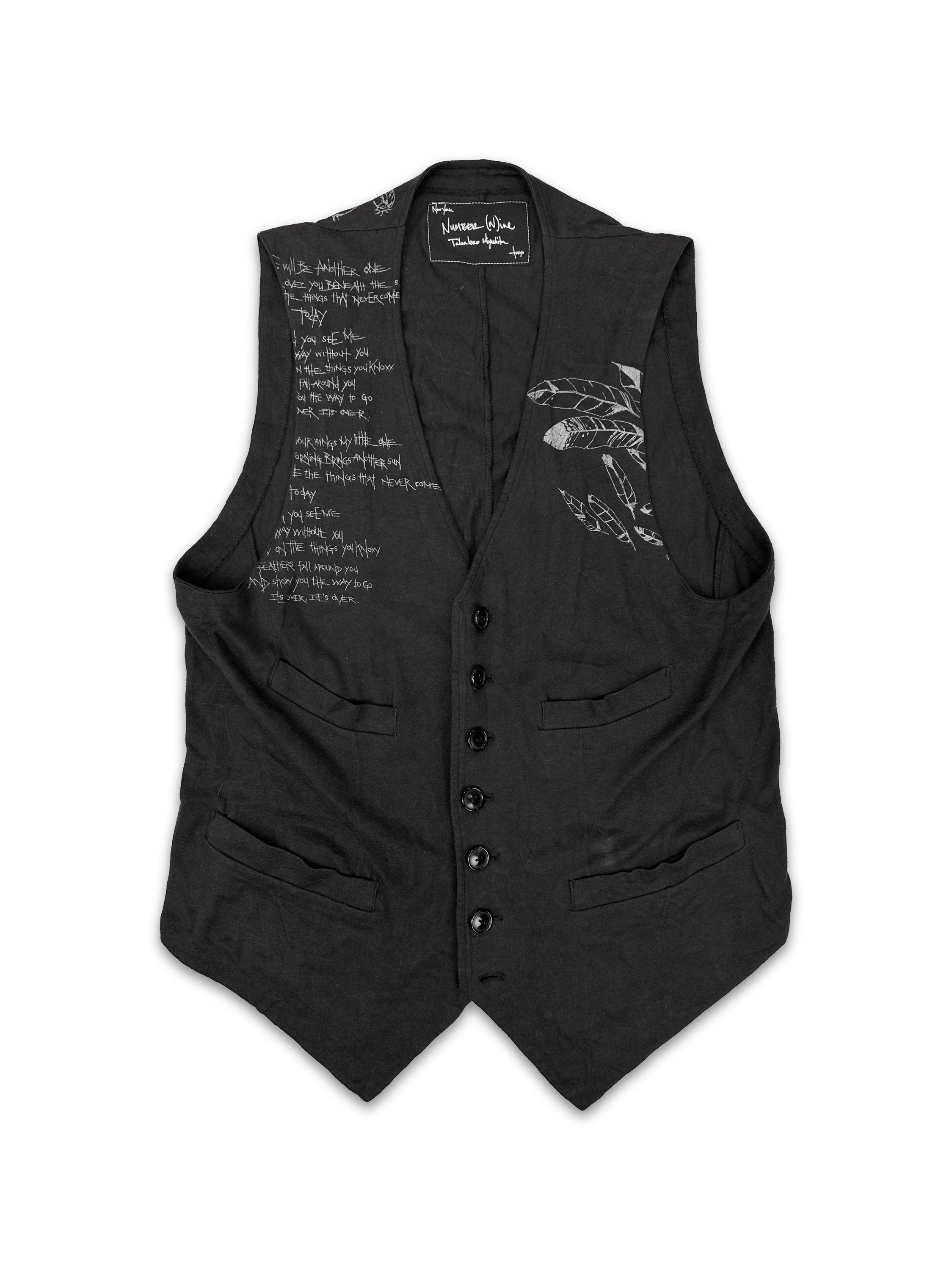 00s Number (N)ine ‘Poem’ Black Western Sleeveless Vest