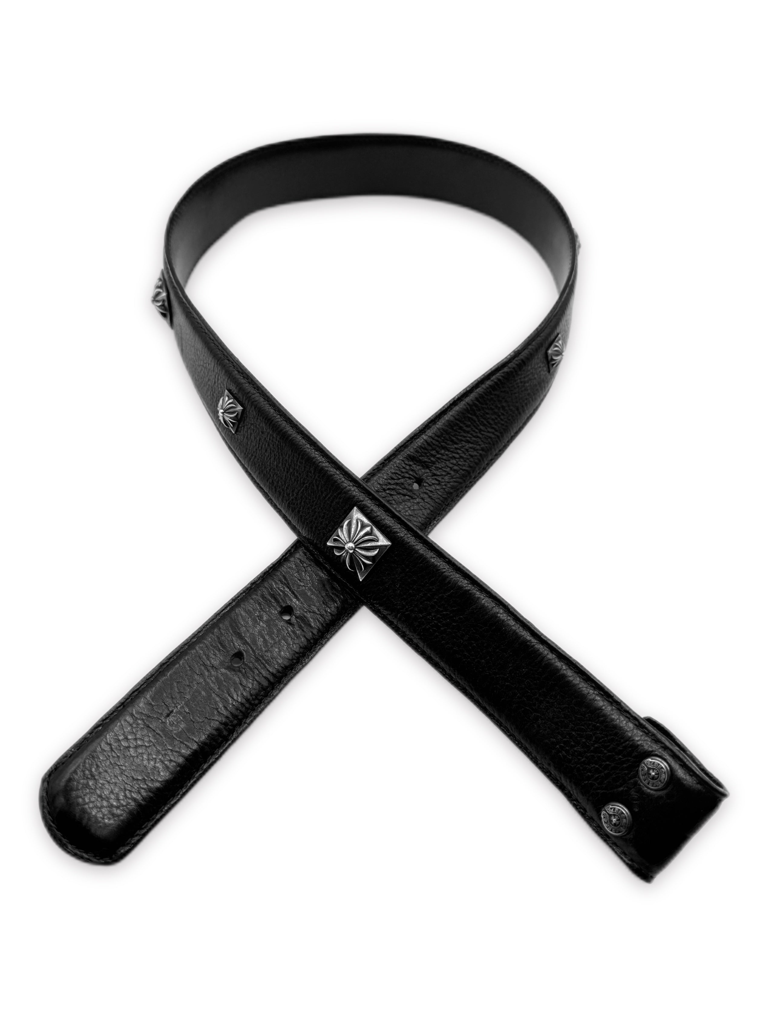 Chrome Hearts Pyramid Stud Black Leather Belt Strap