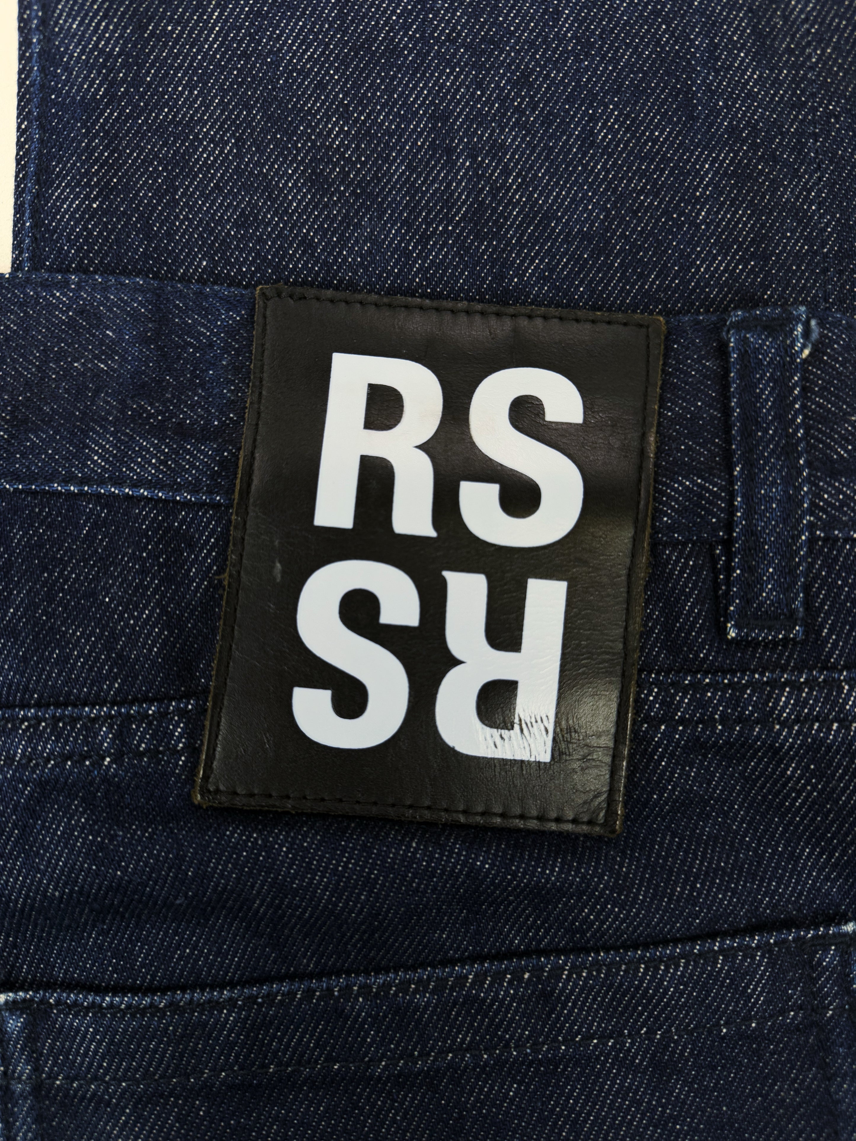 SS17 Raf Simons ‘RS’ Logo Indigo Blue Leather Patch Denim