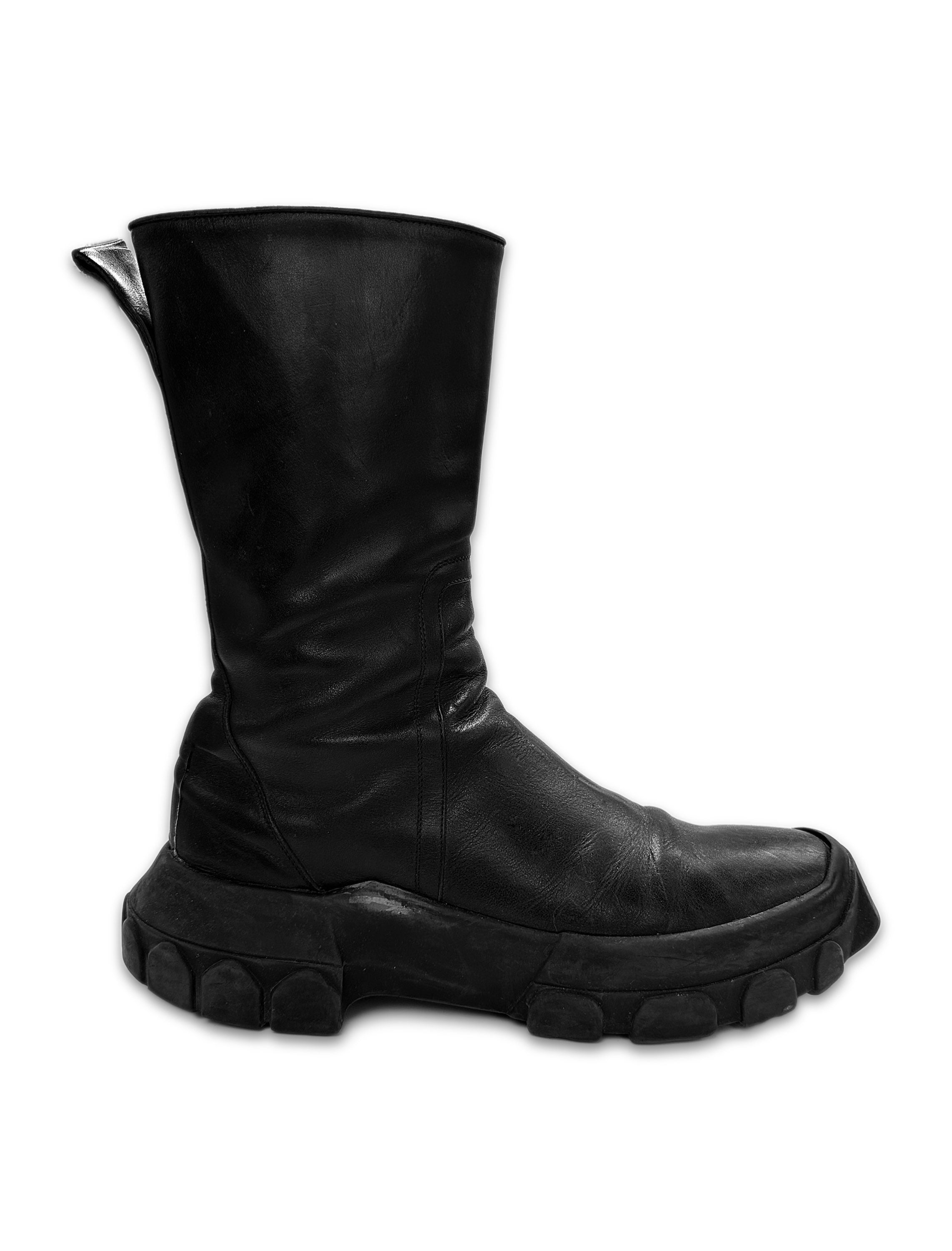 2010s Rick Owens Black Leather ‘Bozo’ Tractor Platform Boots