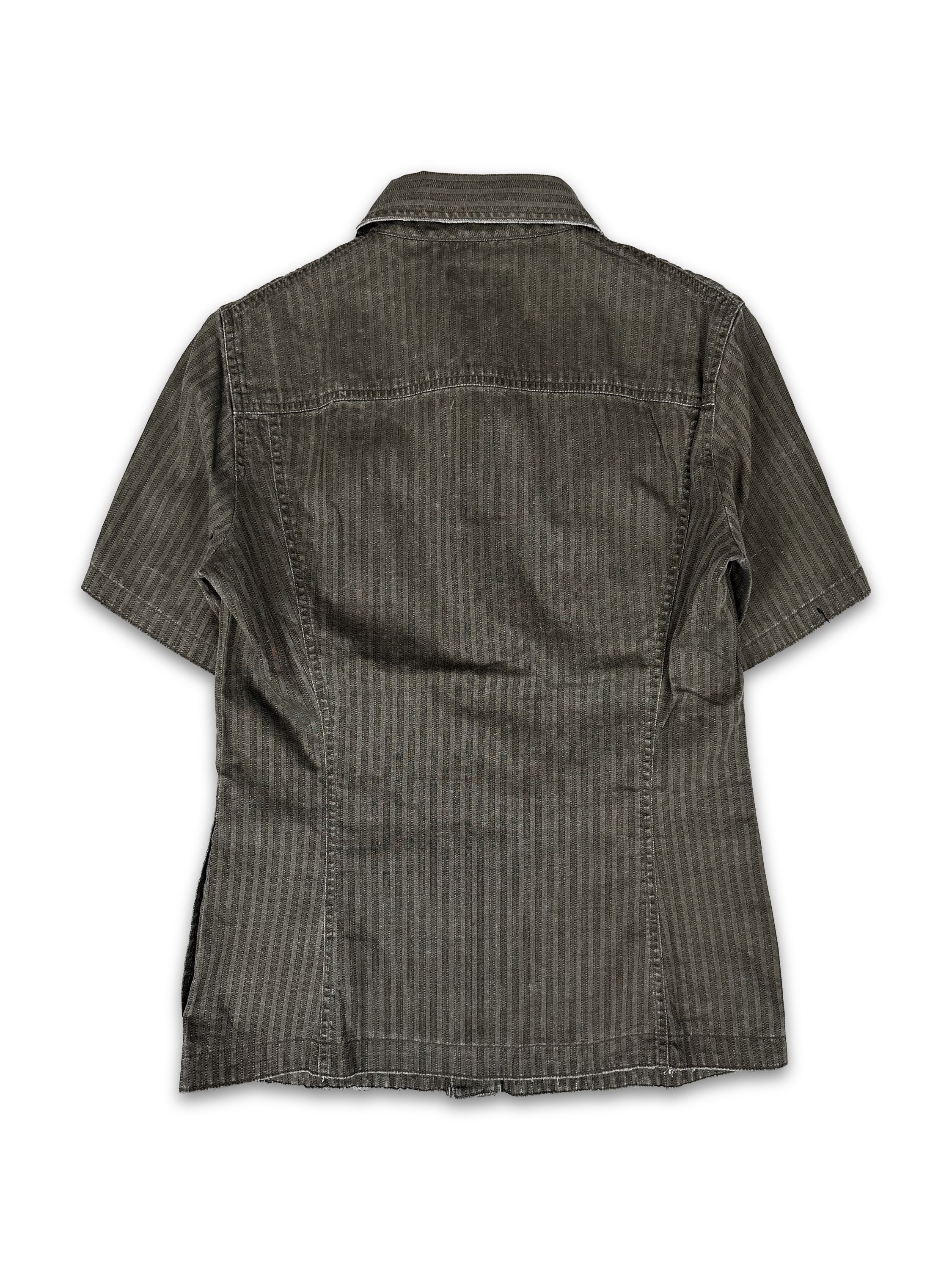 00s Tornado Mart ‘Diamond’ Cut Striped Button Up Shirt