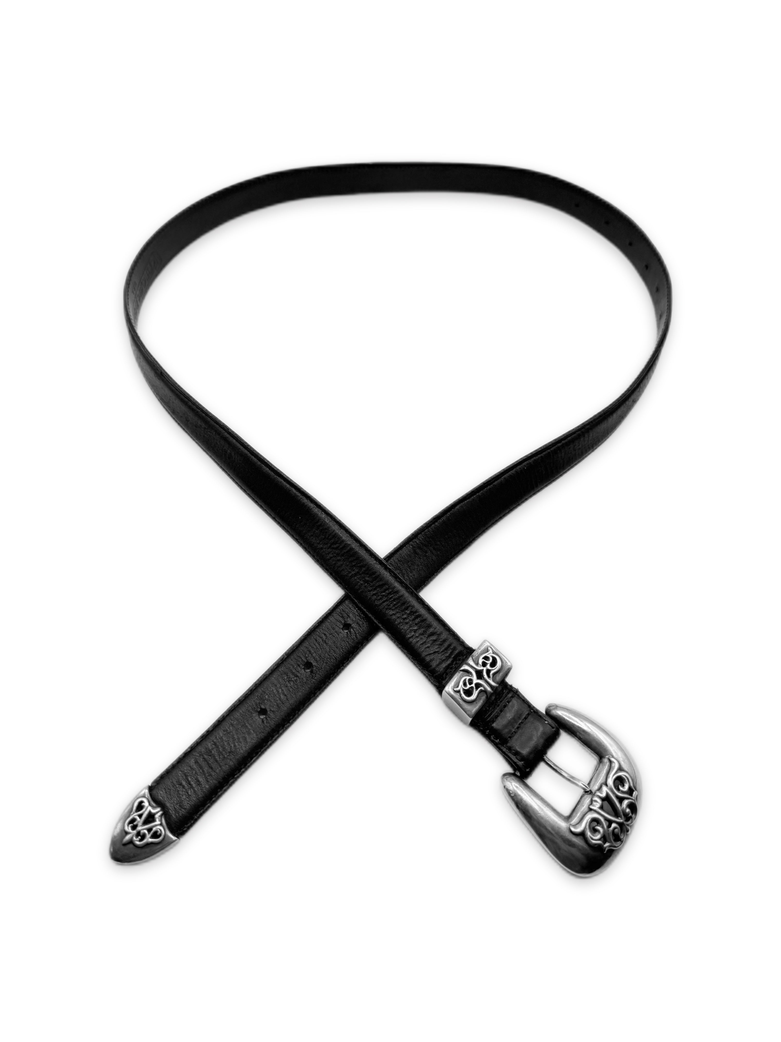 Chrome Hearts 3 Piece Western XXL 1 inch Black Leather Belt