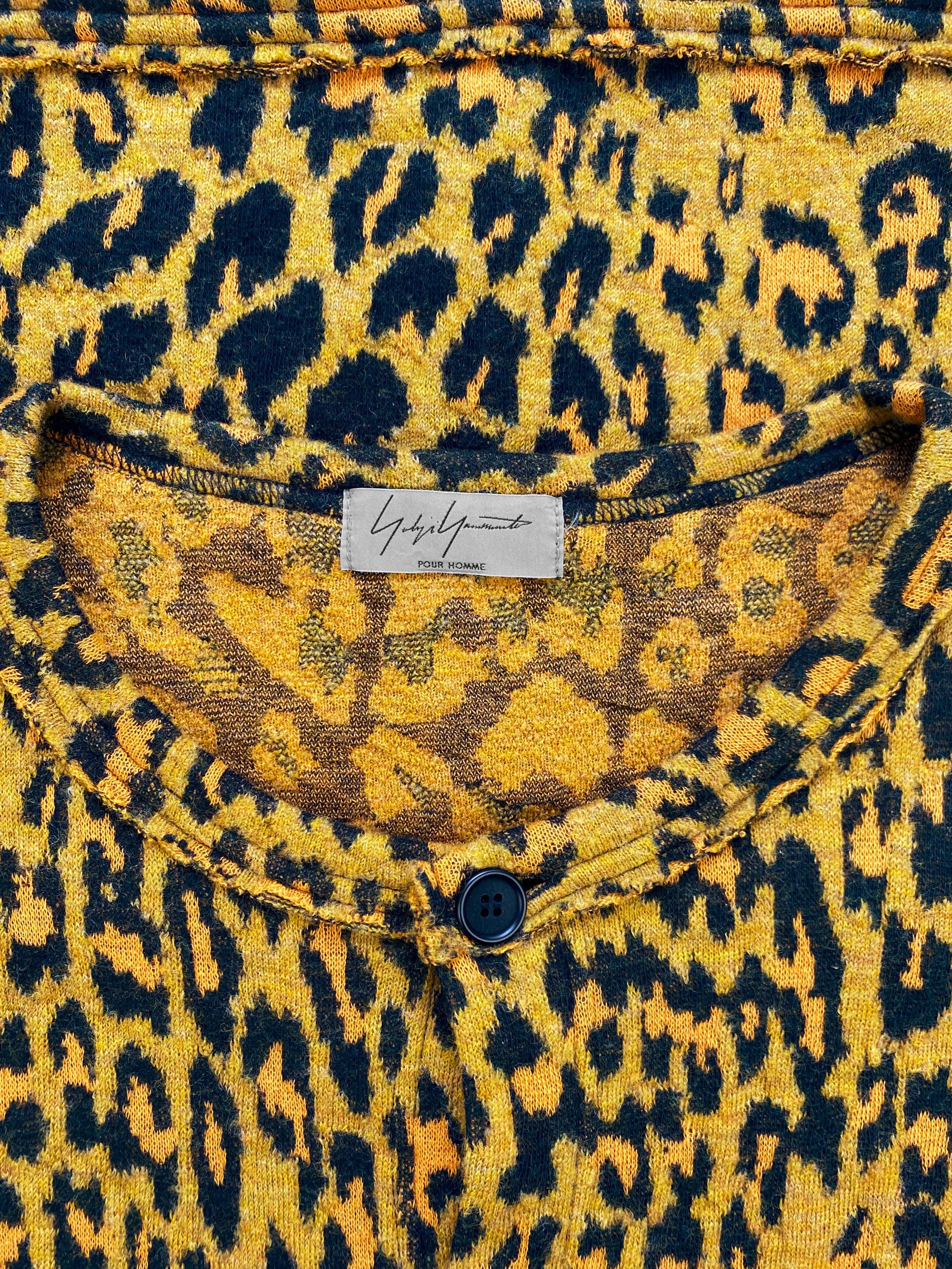 90’s Yohji Yamamoto Homme Cheetah Print Knitted Wool Cardigan
