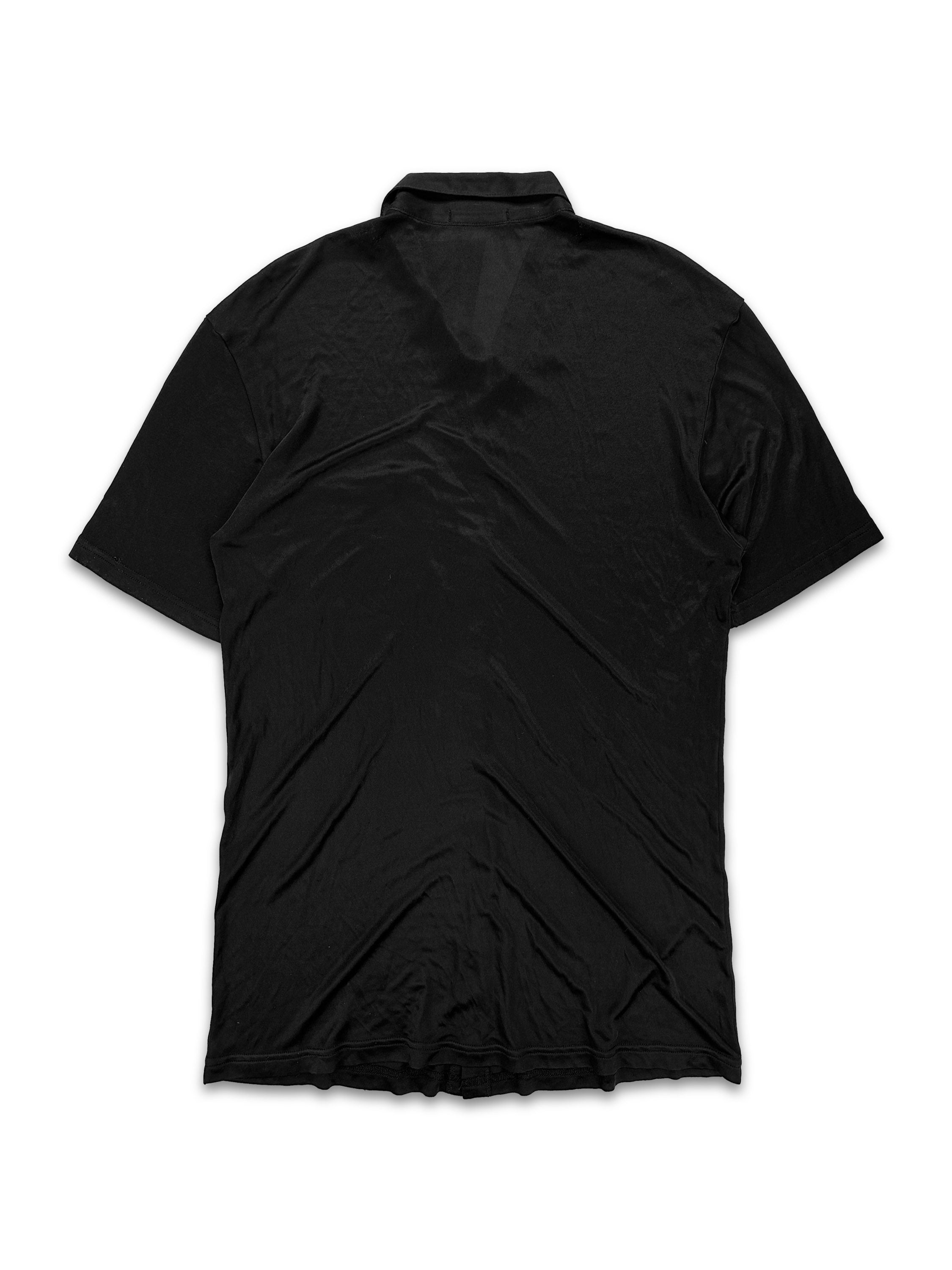 1999 Helmut Lang Silk Black Collared Short Sleeve Shirt