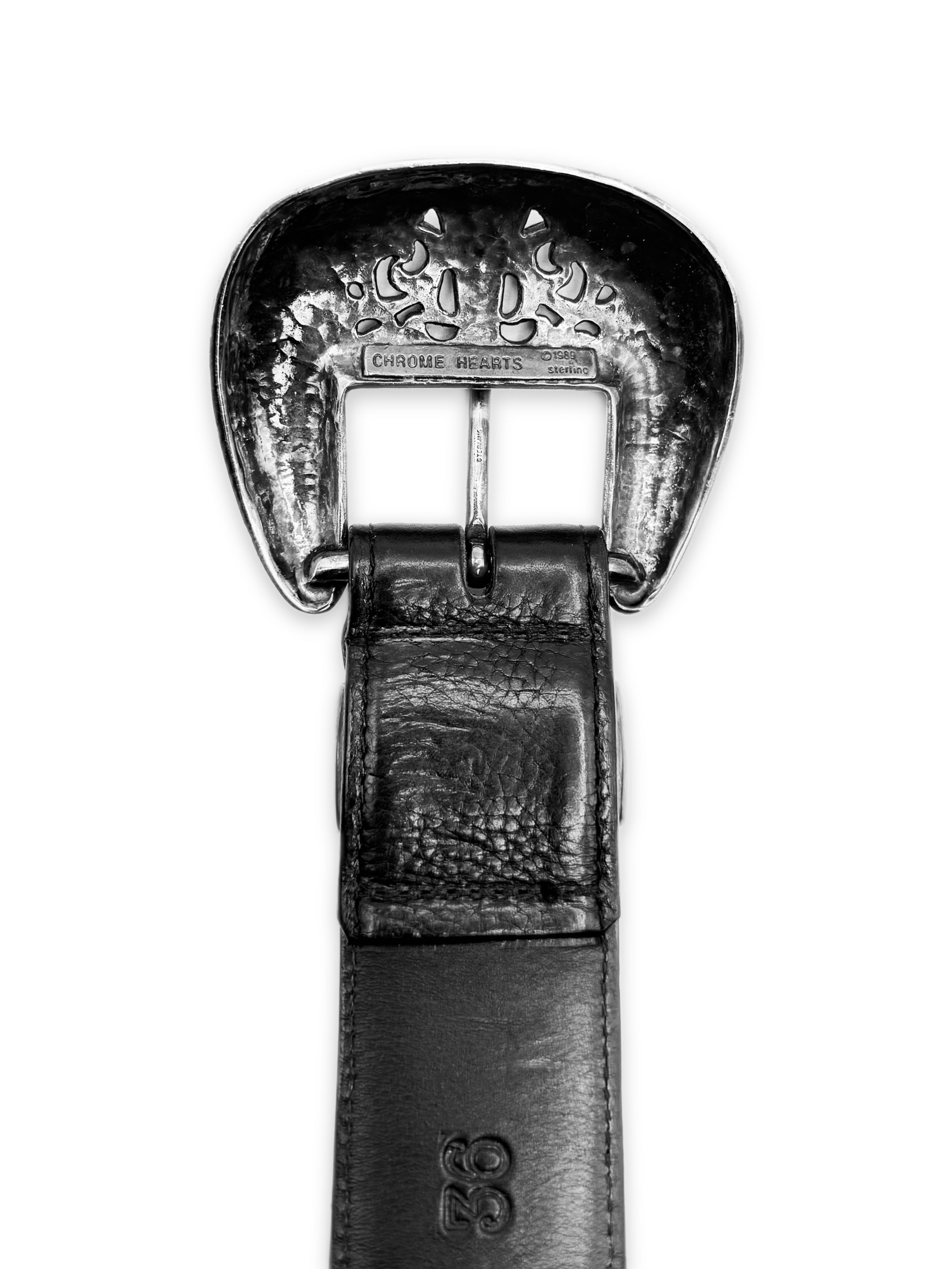 Chrome Hearts 3 Piece Western .925 Silver Leather Belt