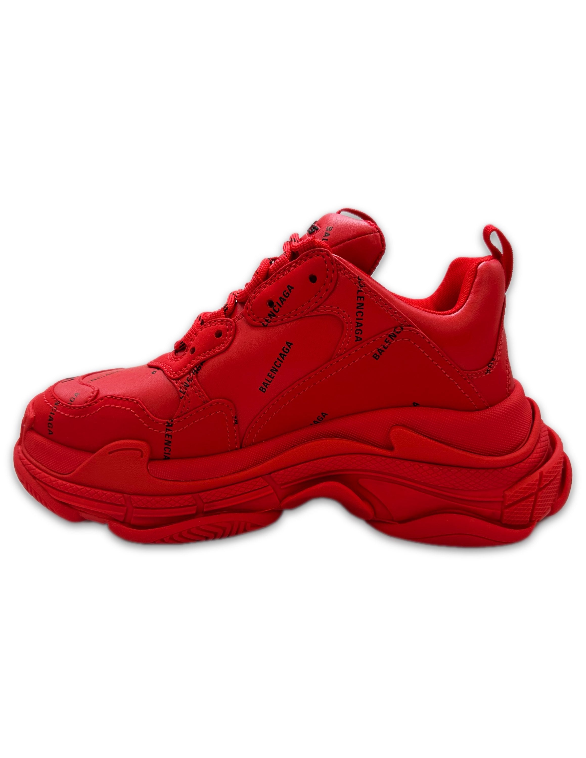 Balenciaga ‘Triple S’ Leather Cherry Red Platform Sneakers
