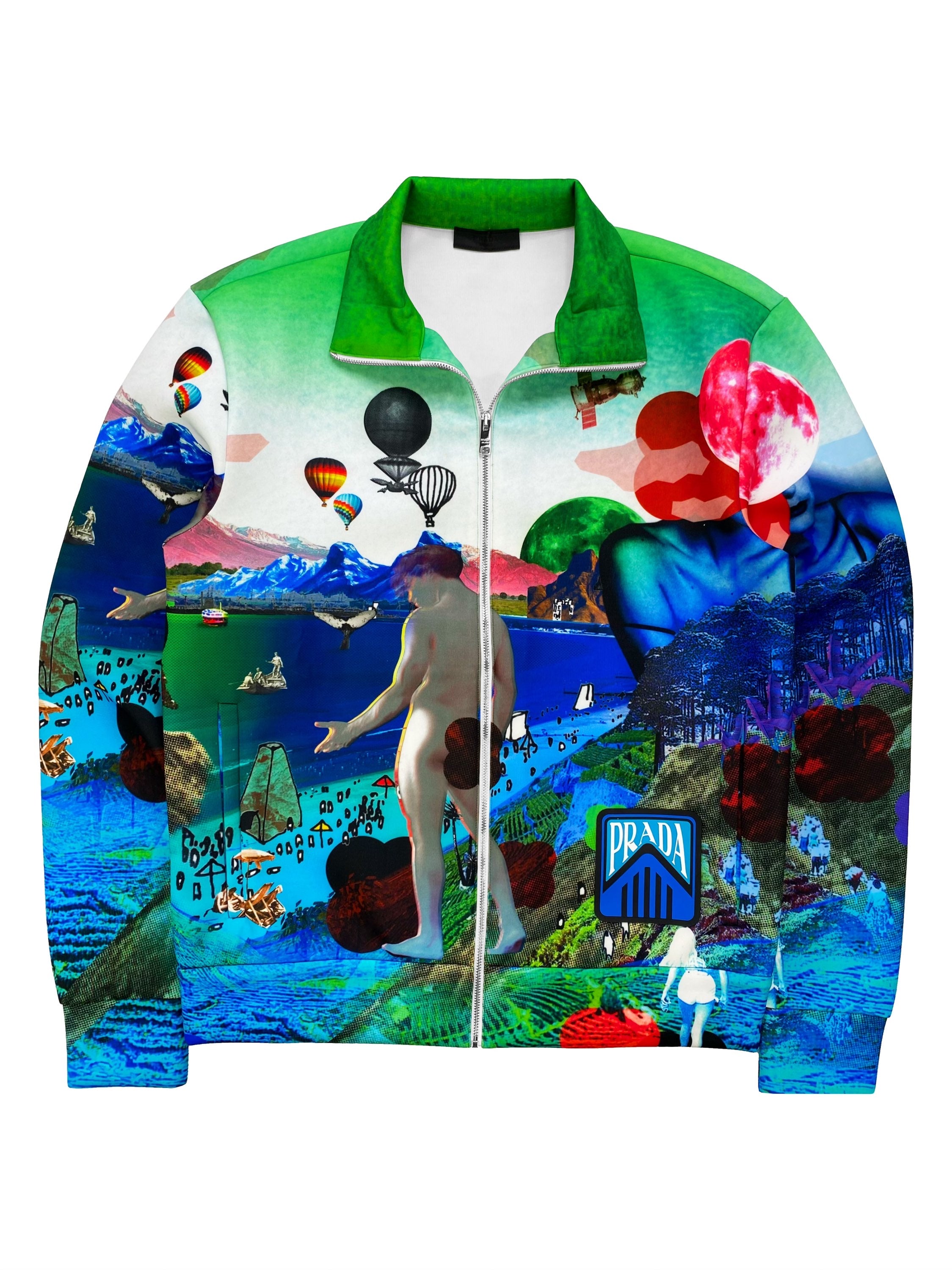 SS16 Prada ‘Panorama’ Digitized Glitch High Neck Tech Jacket