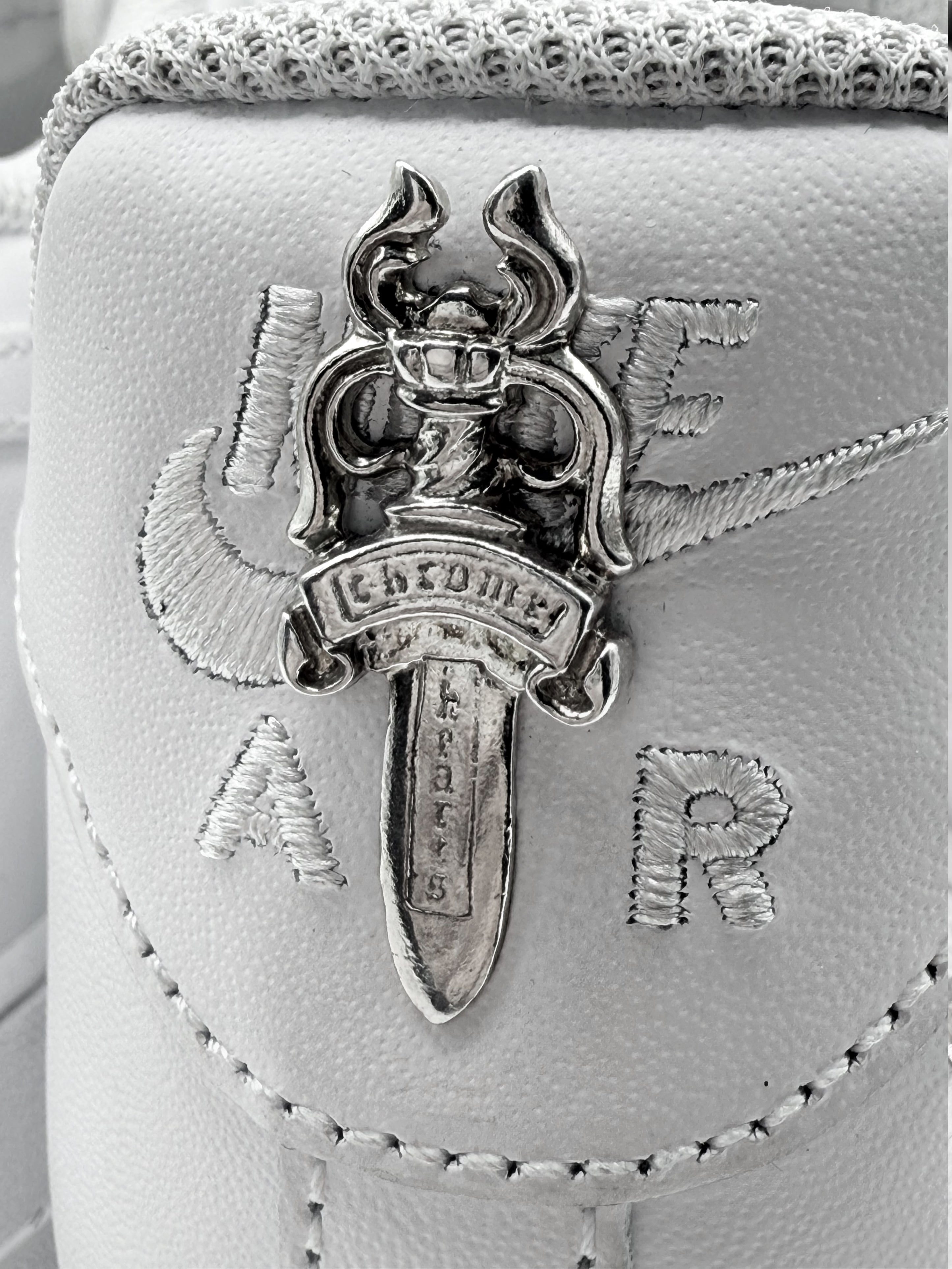 Chrome Hearts Air Force 1 Dagger Lace Locks White Leather Sneakers