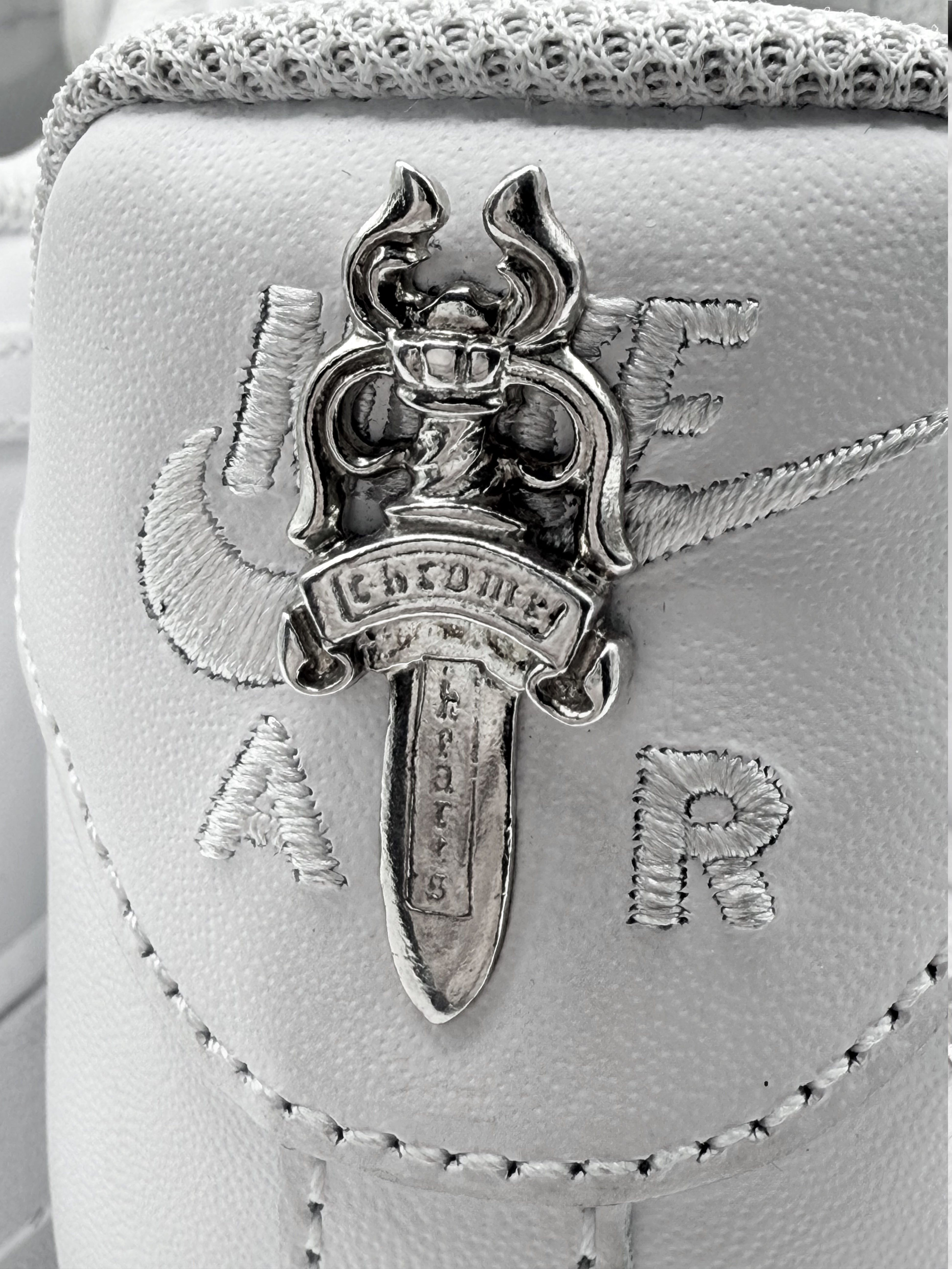 Chrome Hearts Air Force 1 Dagger Lace Locks White Leather Sneakers