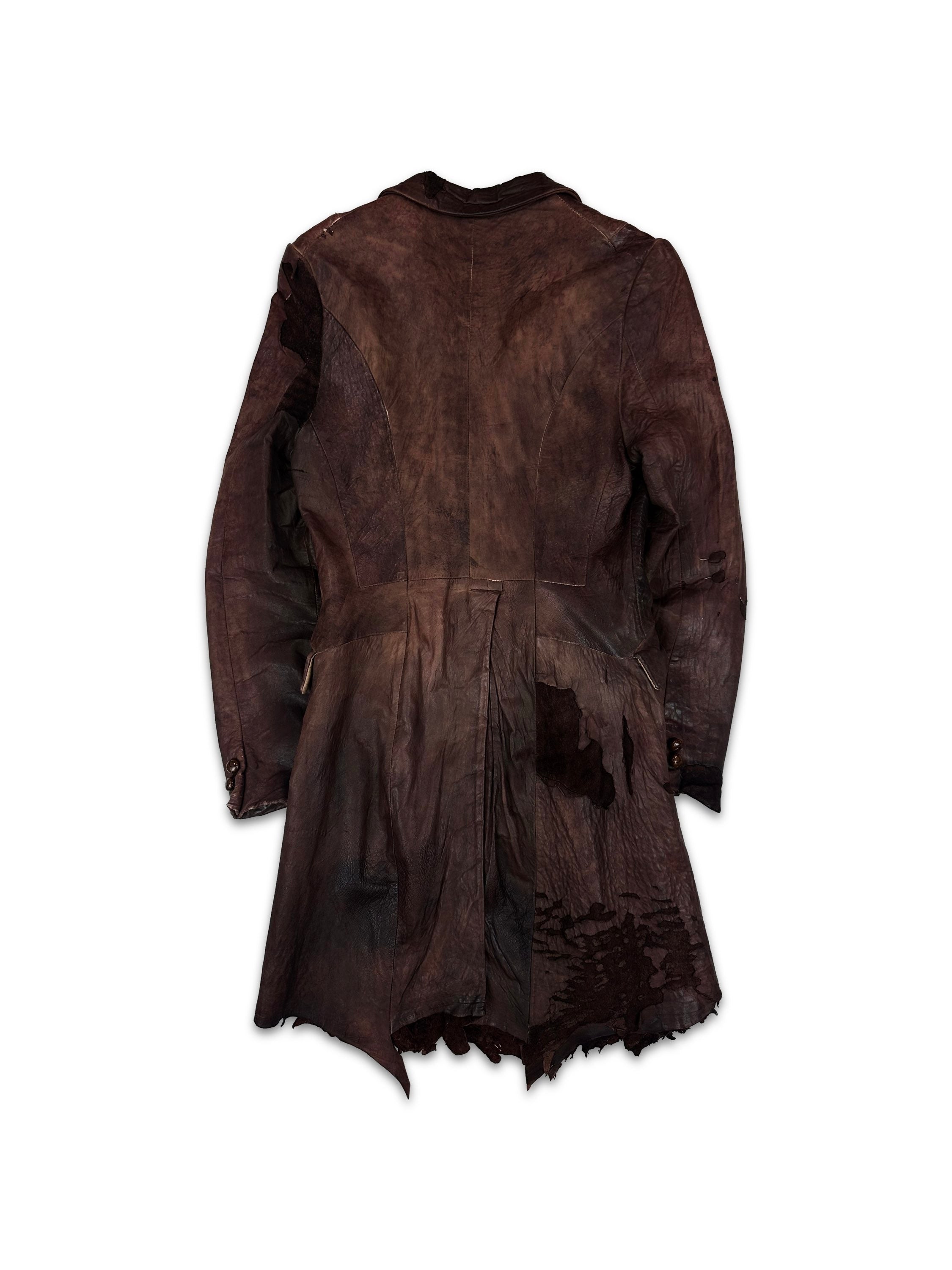 00s Mihara Yasuhiro ‘Reconstructed’ Sheepskin Leather Trench Coat
