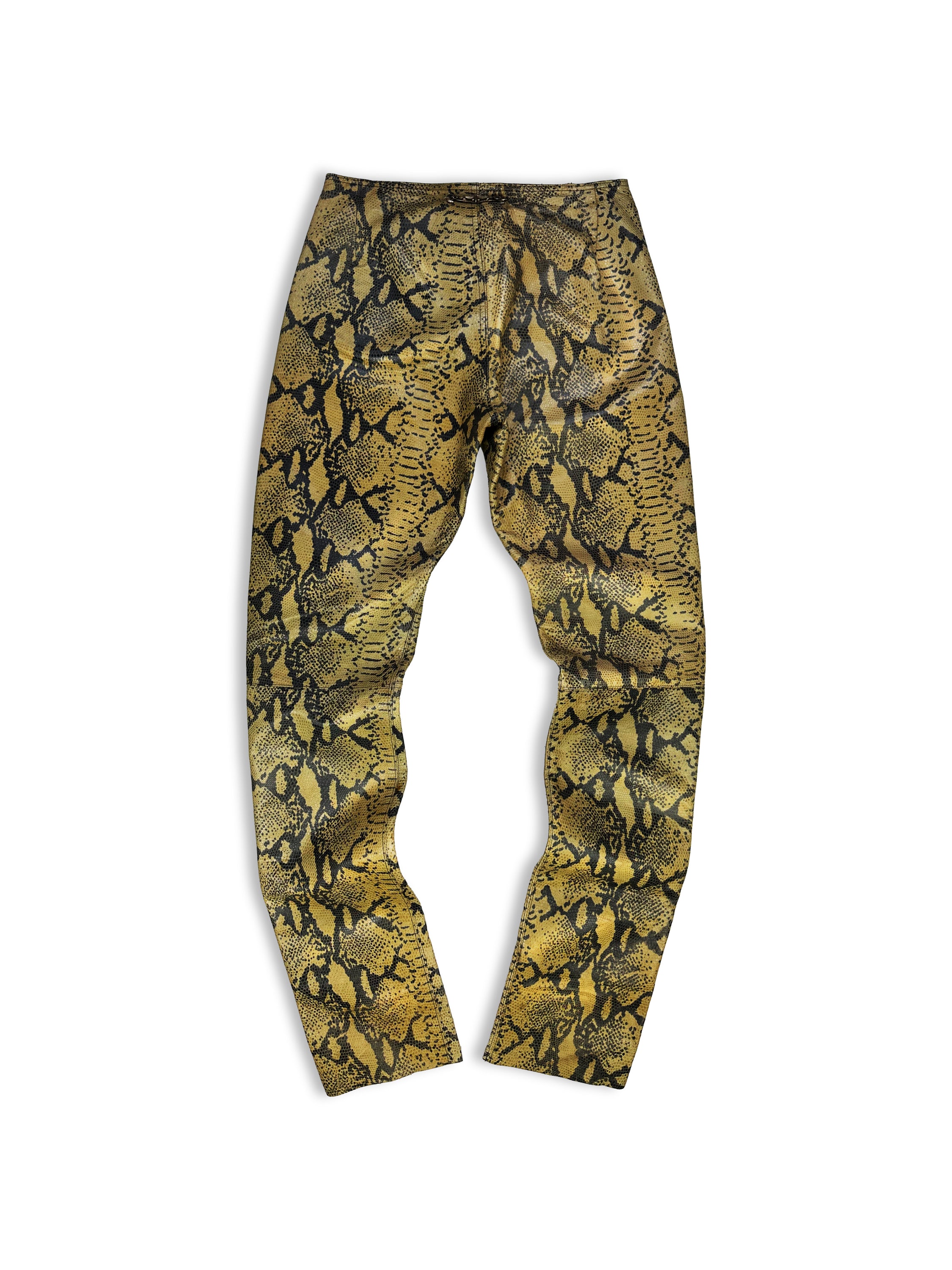90s A&amp;G Rock ‘n Roll Couture ‘Floury Cross’ Python Leather Pants