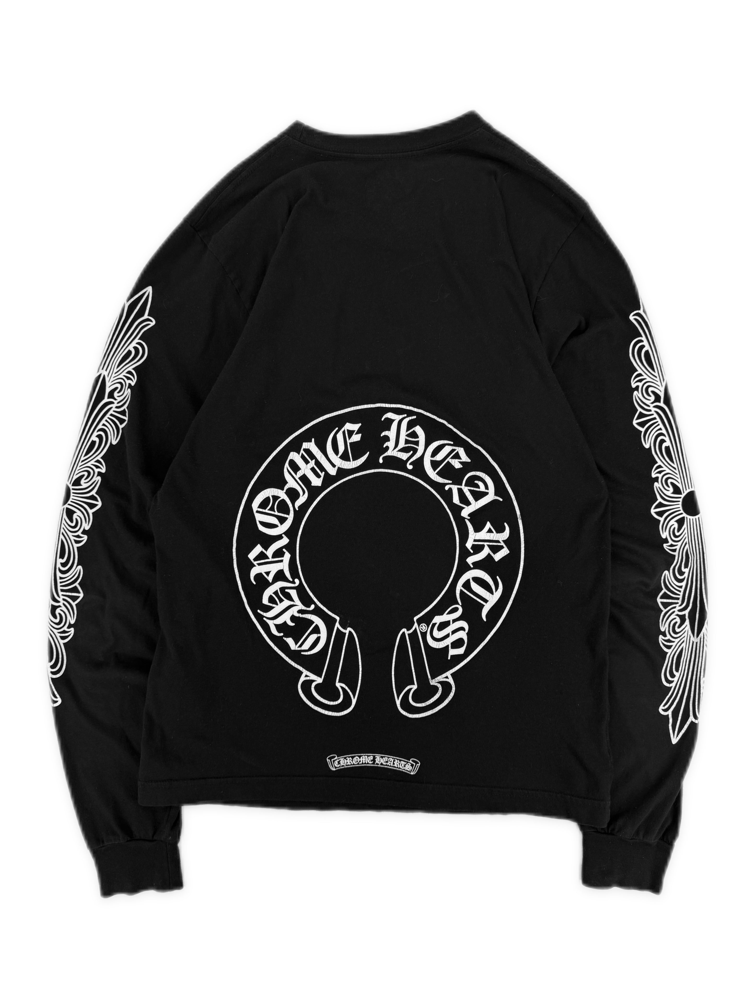 Chrome Hearts Horse Shoe Floral Black Long Sleeve Shirt