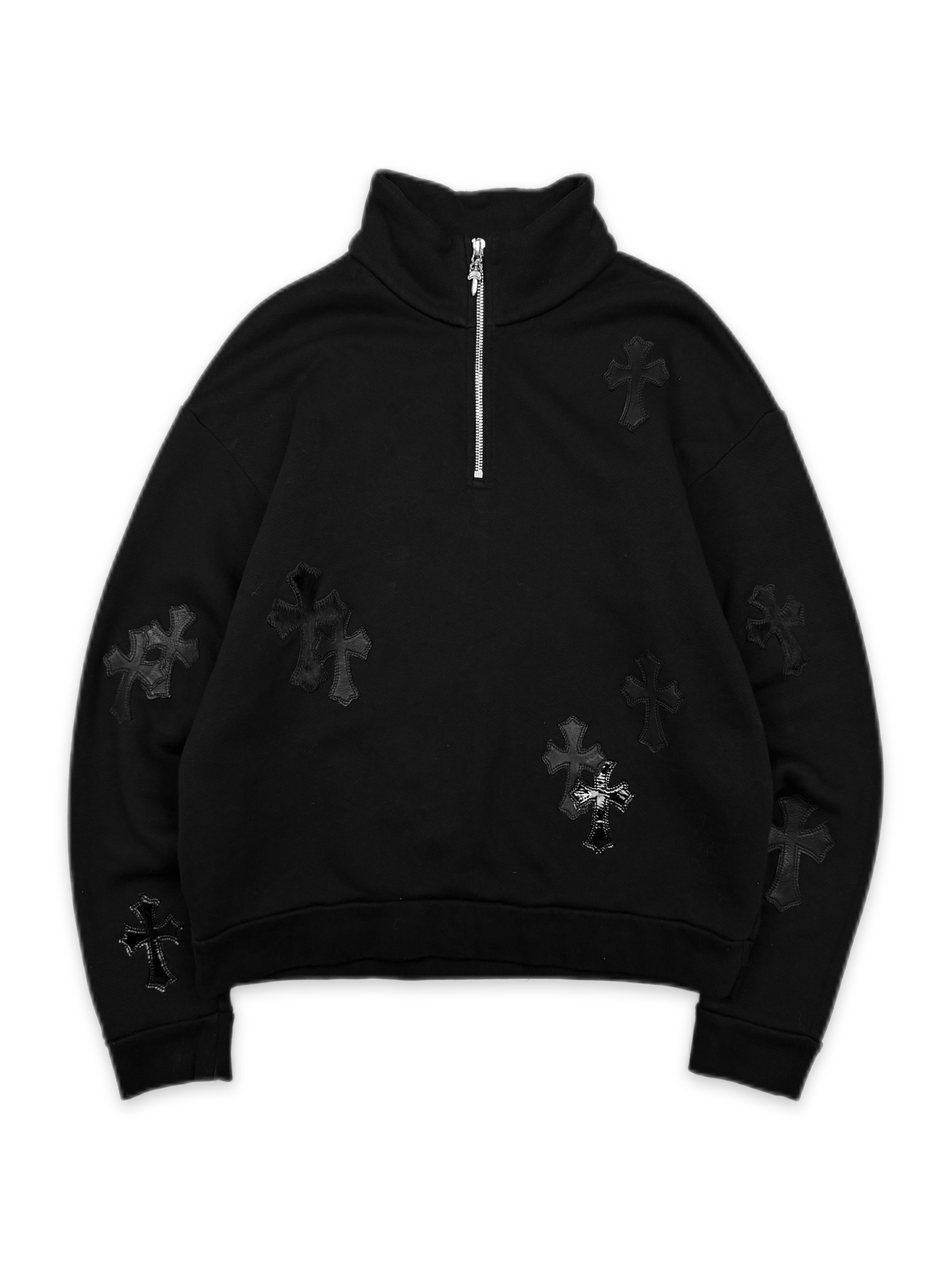 Chrome Hearts Pony / Patent Leather 22 Patch Quarter Zip Sweater
